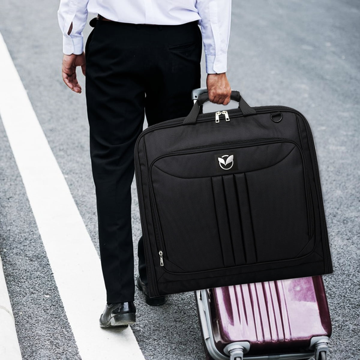 Suit Garment Bag for Travel for Men Women - Suit Case with Shoulder Strap and Rolling Luggage Attachment Point in Black, Perfect for Your Suit - Image 11
