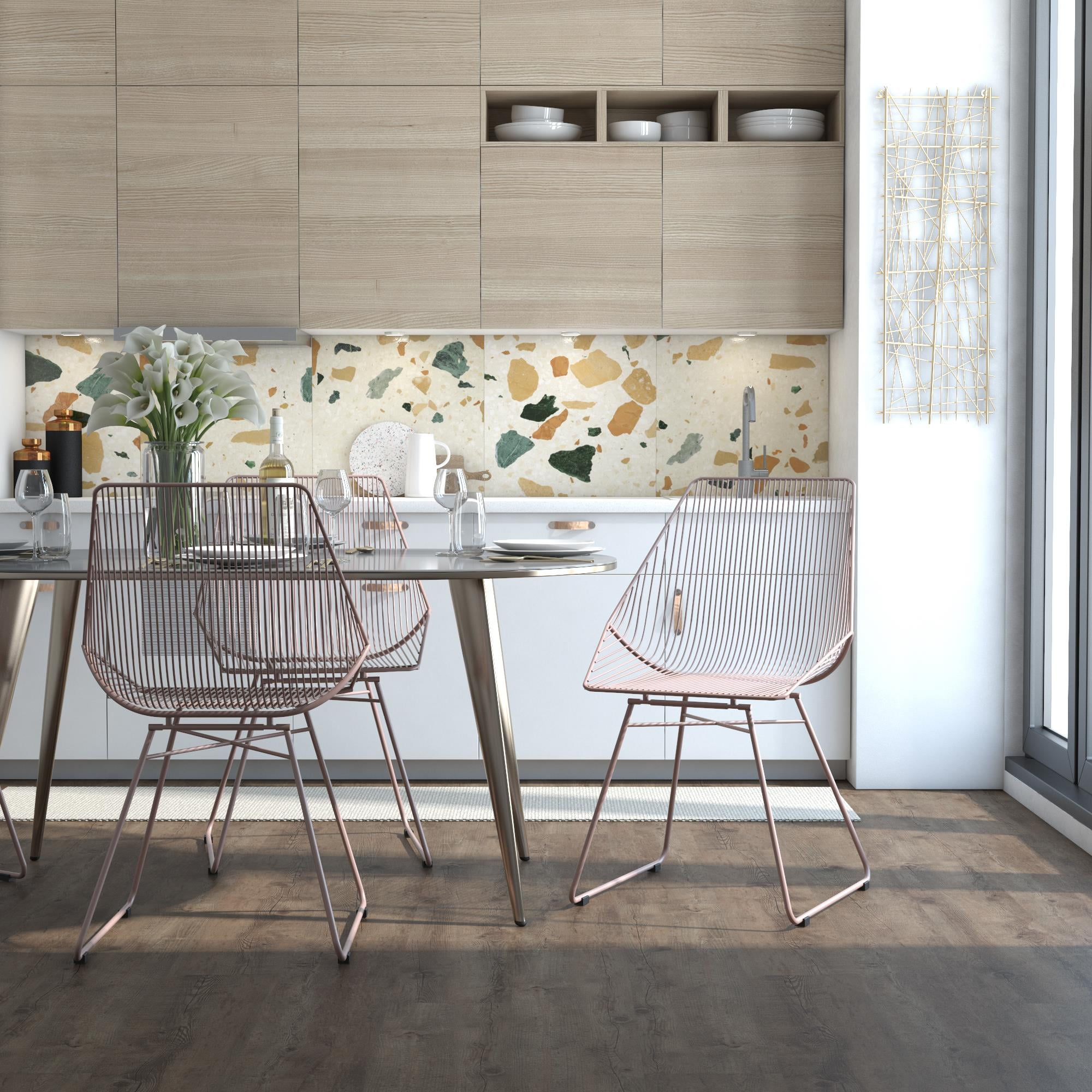 CosmoLiving Ellis Modern Metal Accent Chair, Blush Pink Metal - Image 10