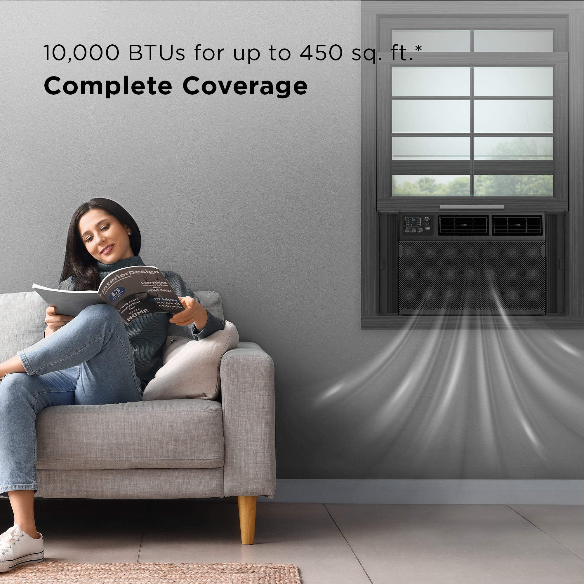 TCL 10,000 BTU Smart Window Air Conditioner, Fan & Dehumidifier, 450 Sq. Ft., Remote Control, Works with Alexa/Google Assistant, Black, W10W92-B4 - Image 10