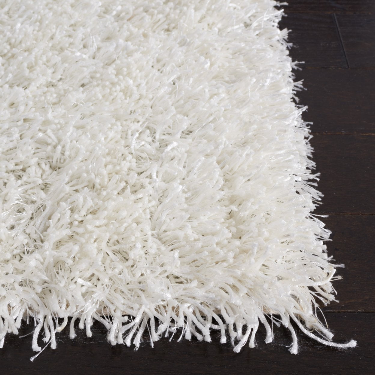 SAFAVIEH New Orleans Darius Solid Polyester Shag Area Rug, Off White, 7' x 7' Square - Image 4