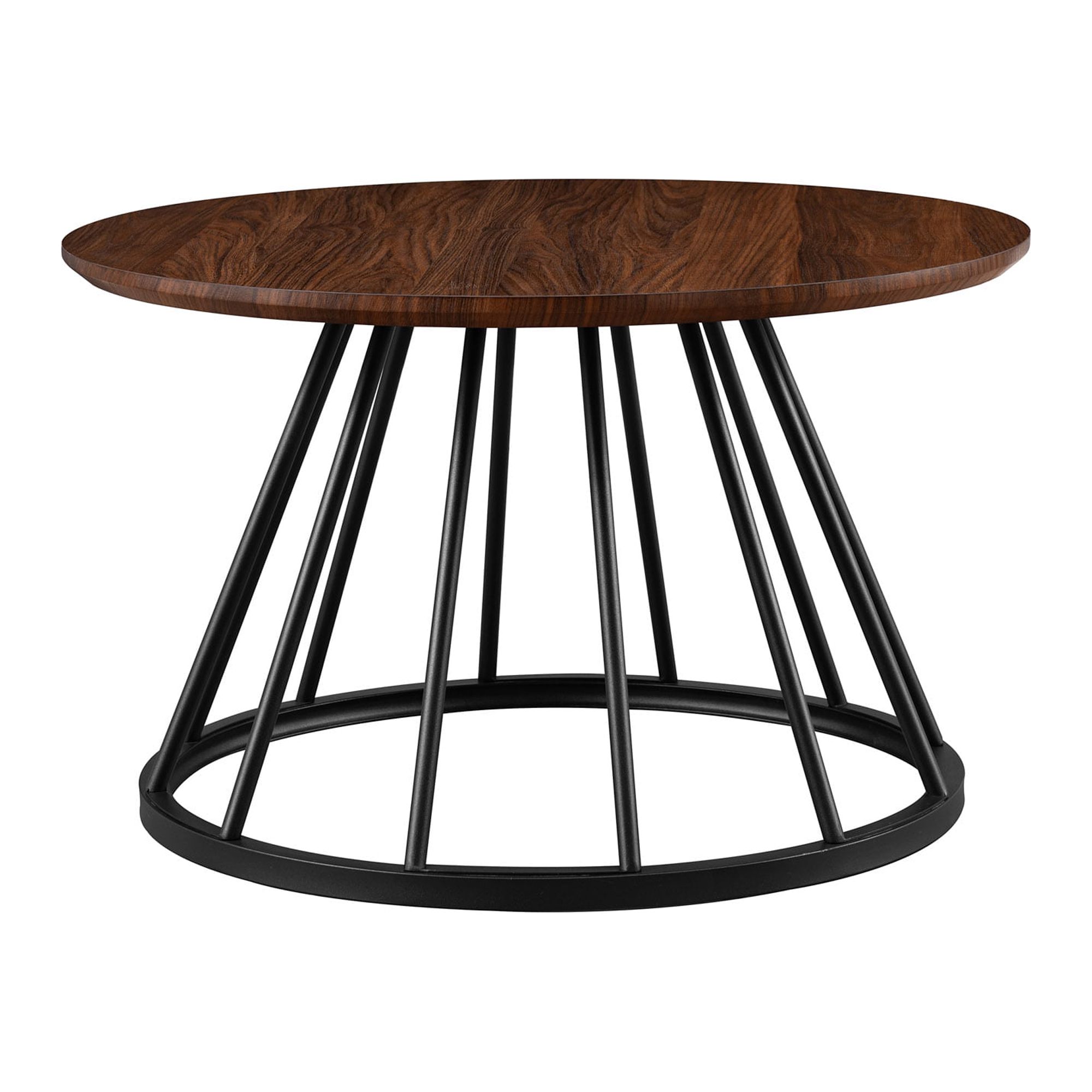 Walker Edison Modern 30" Coffee Table with Metal Cage Base, Dark Walnut - Image 3