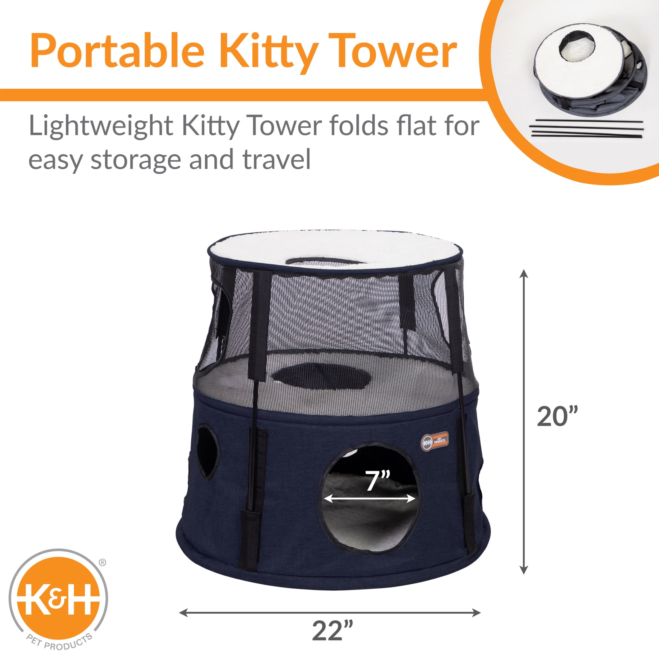 K&H Pet Products Kitty Tower Classy Dark Denim 2 Story - Image 5