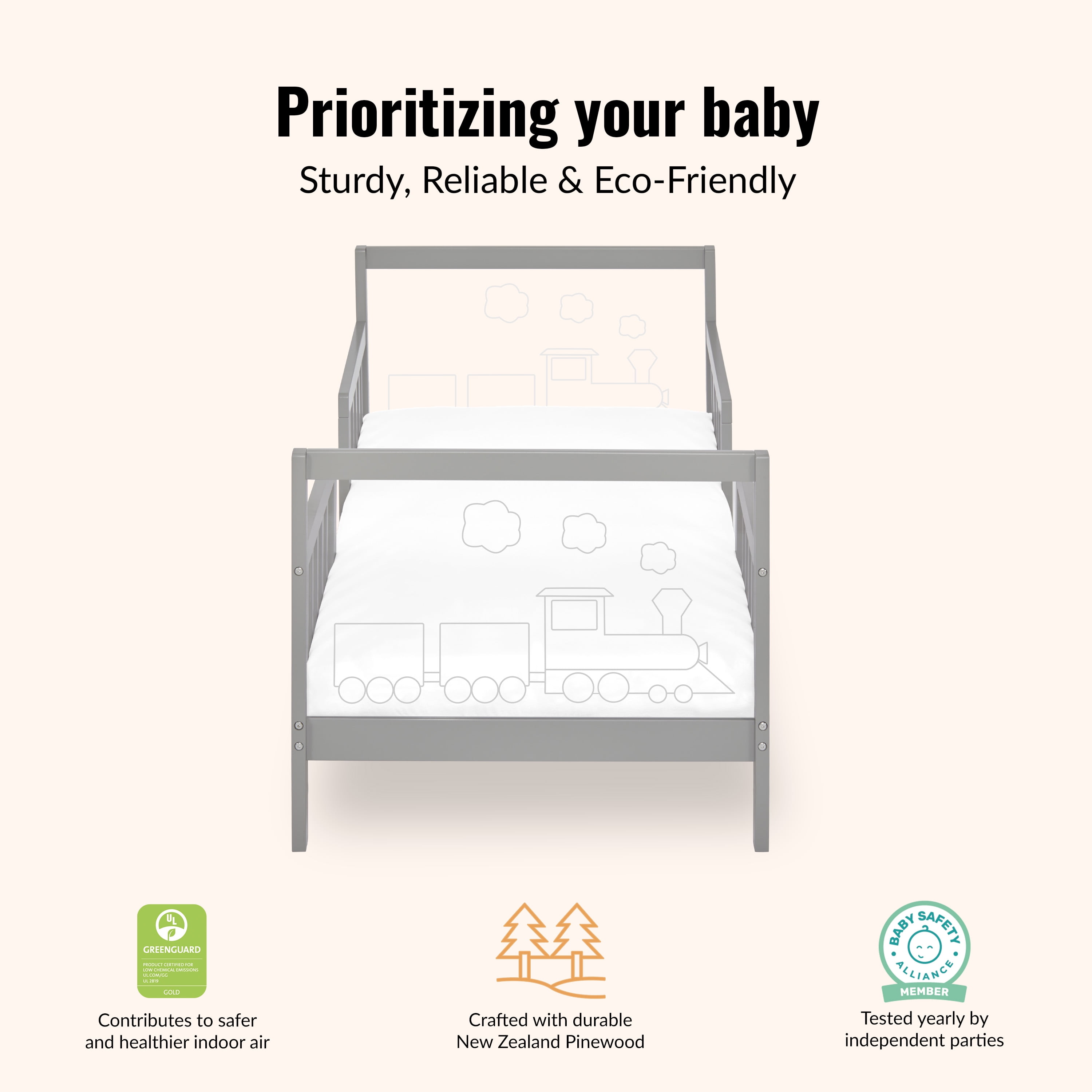 Dream On Me Polar Express Toddler Bed In Cool Grey - Image 8