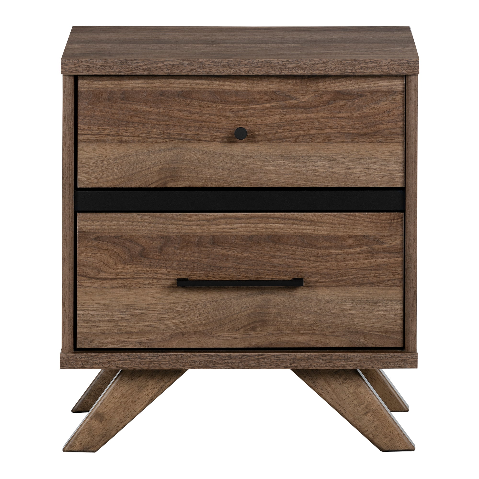 South Shore Flam 2-Drawer Nightstand - End Table with Storage Brown - Image 8