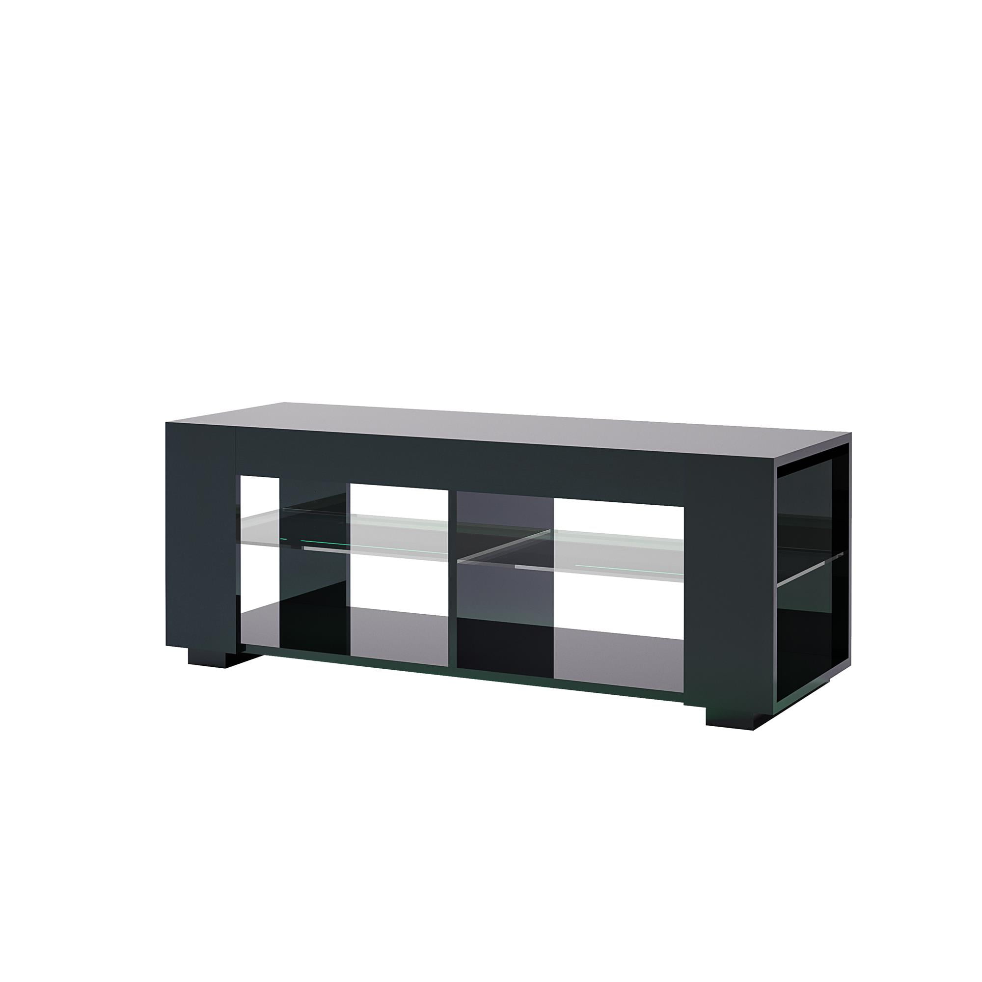 NTense LED TV Stand with Glass Shelves for TVs up to 55", Black Gloss - Image 7