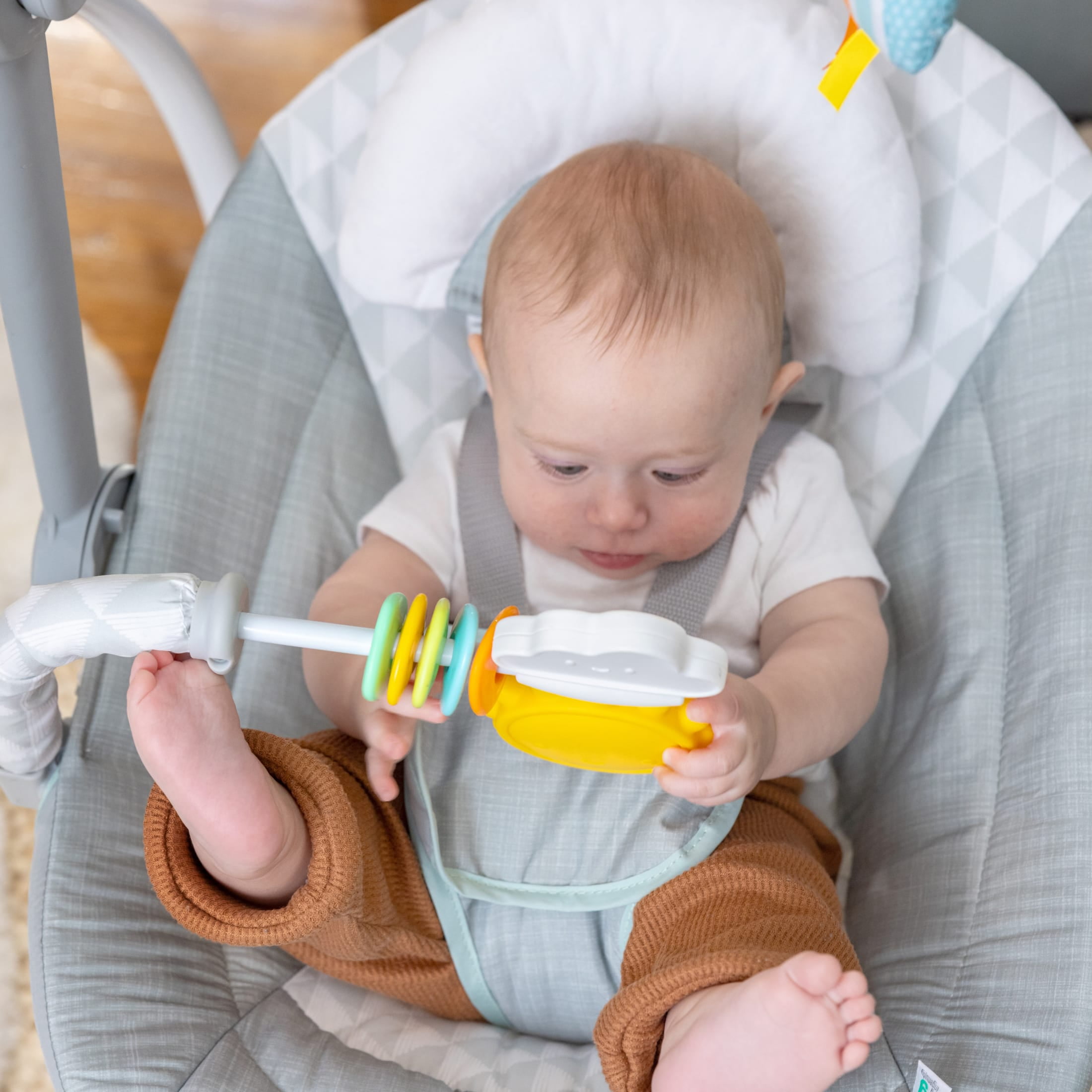 Ingenuity Milestone Baby Swing, Toy Bar, 6-Speed - Grey - Image 14