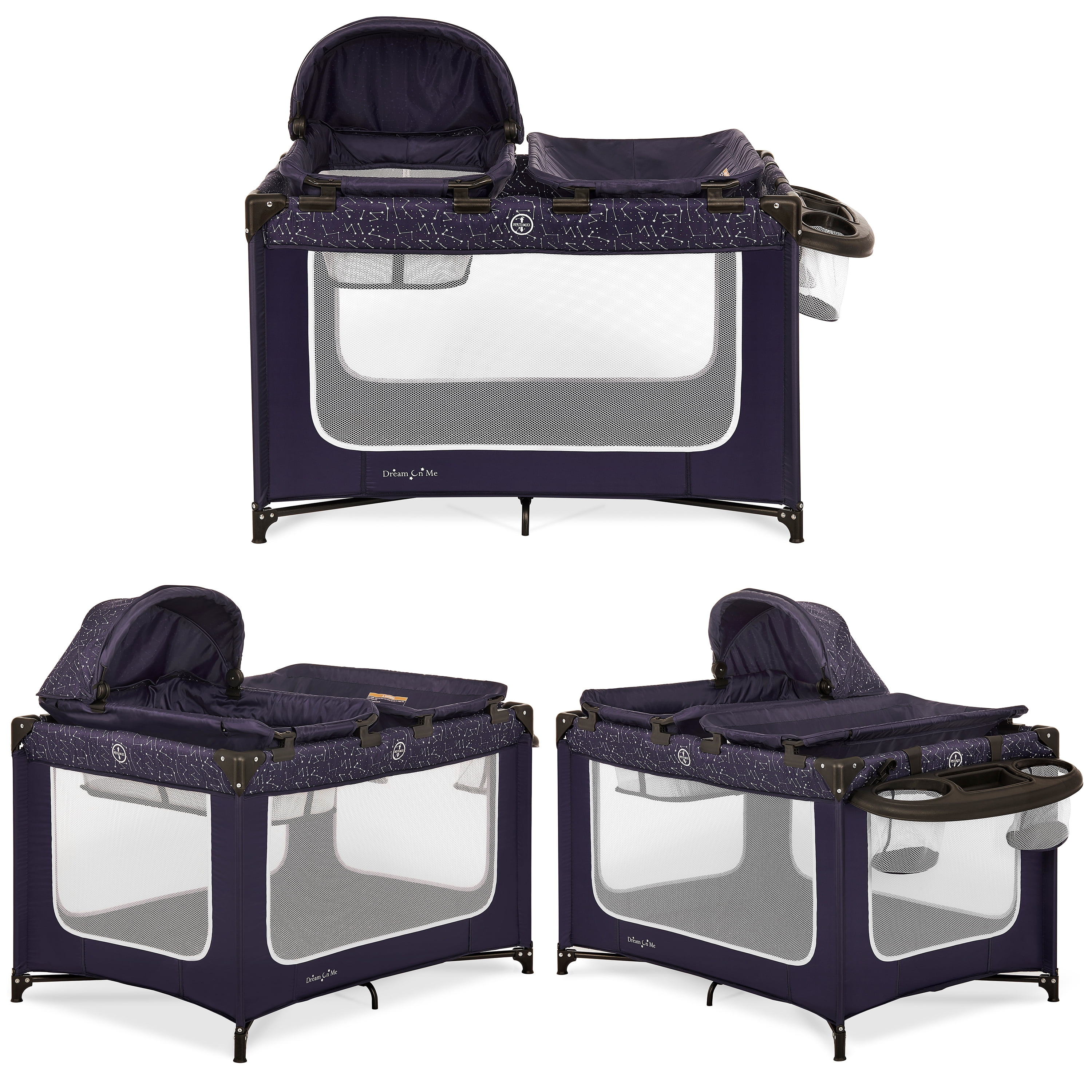 Dream On Me Emily Rose Deluxe Playard with Changing Tray and Infant Bassinet | with Canopy | Waterproof Fabric | with Changing Station | JPMA Certified | Lightweight In In Galaxy Blue - Image 13