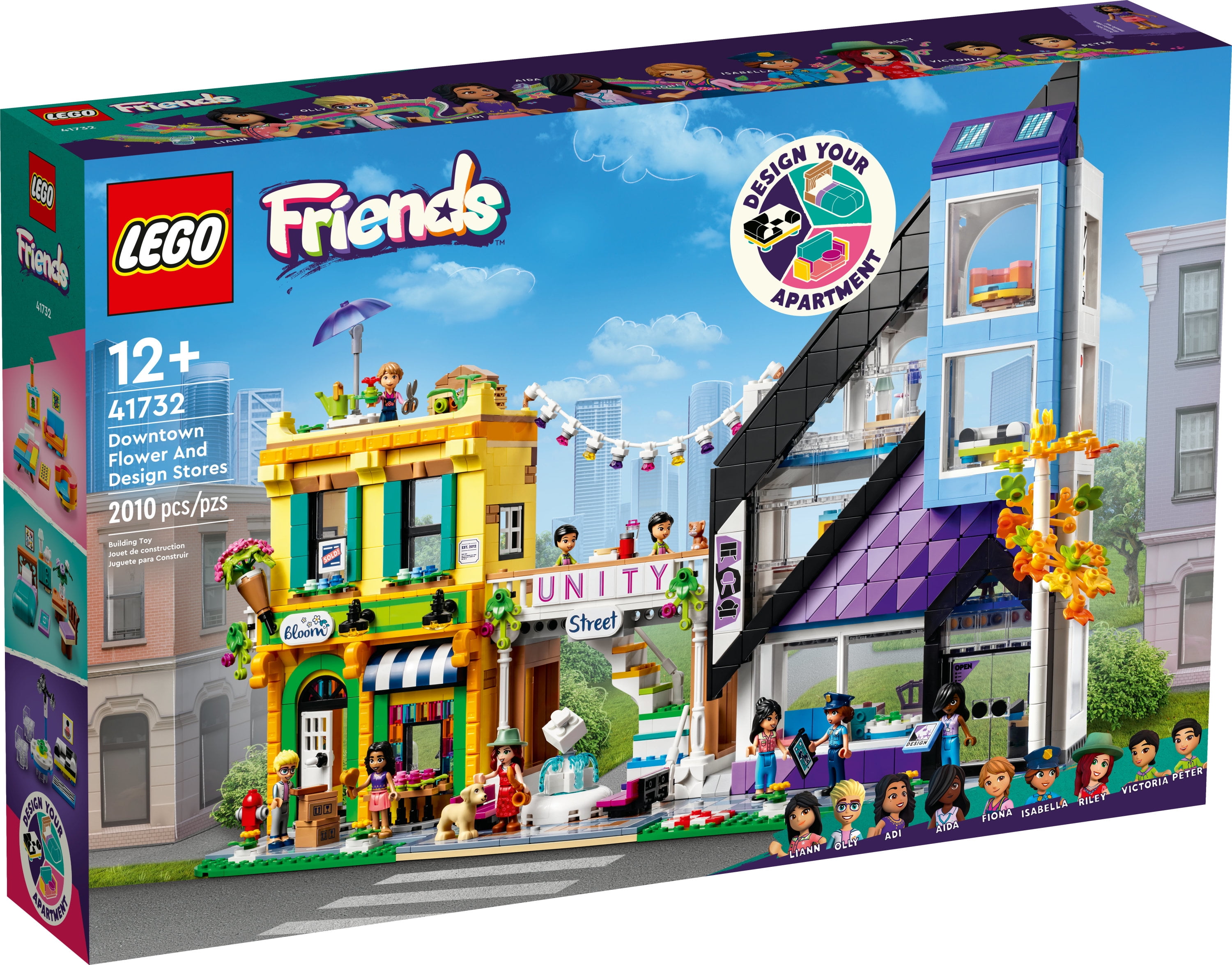 LEGO Friends Downtown Flower and Design Stores 41732 Building Set - Buildable Toy with Apartment, Shops, House, and Classic Characters, Model to Customize, Decorate, and Display for Ages 12+ - Image 6