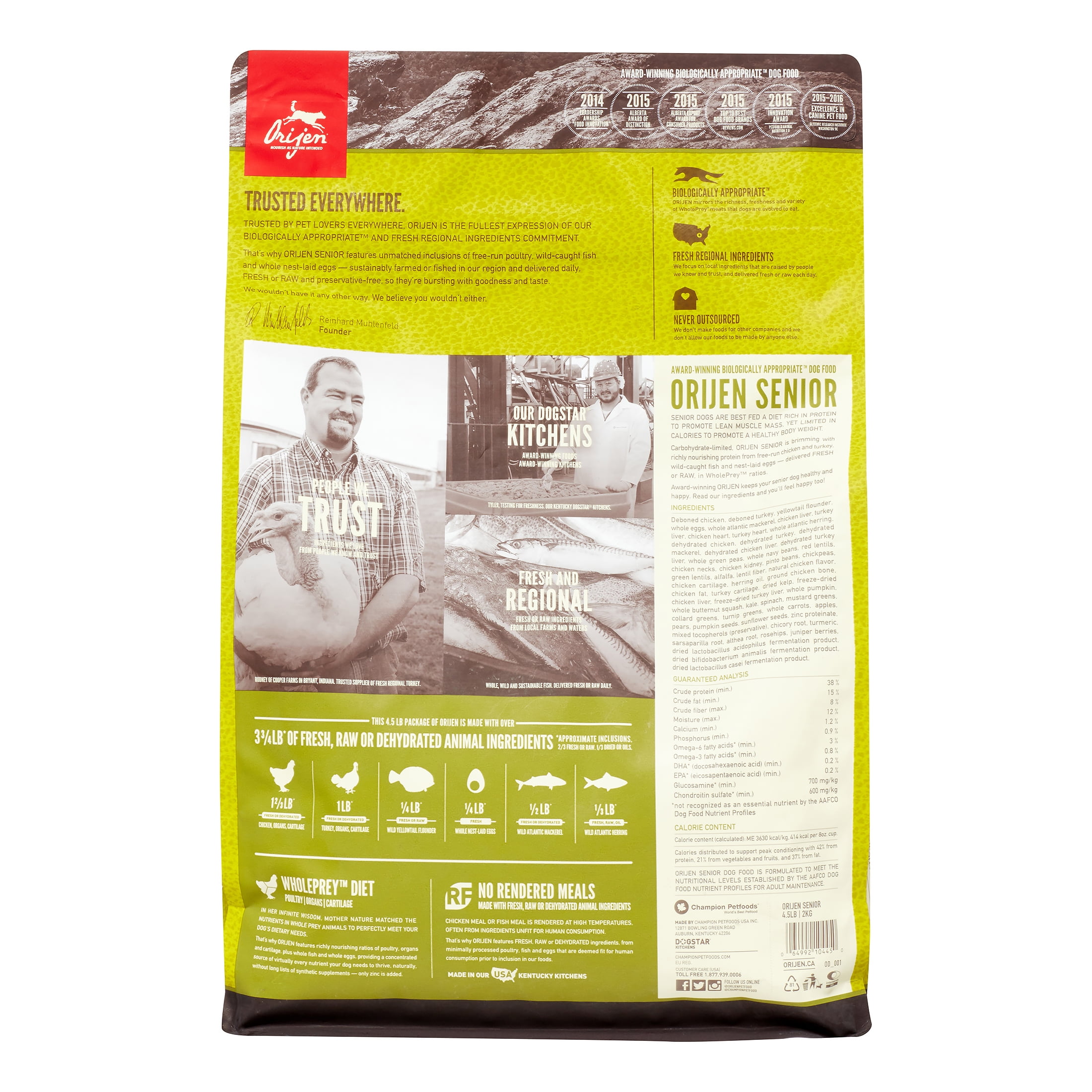 Orijen Senior Biologically Appropriate Grain-Free Chicken, Turkey & Fish Senior Dry Dog Food, 4.5 lb - Image 2