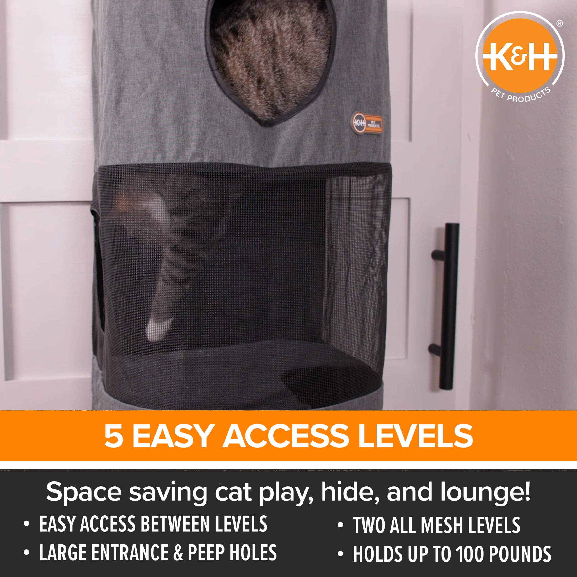 K&H Pet Products Hangin' Cat Condo Multi-Story Classy Gray 5 Story High Rise - Image 5