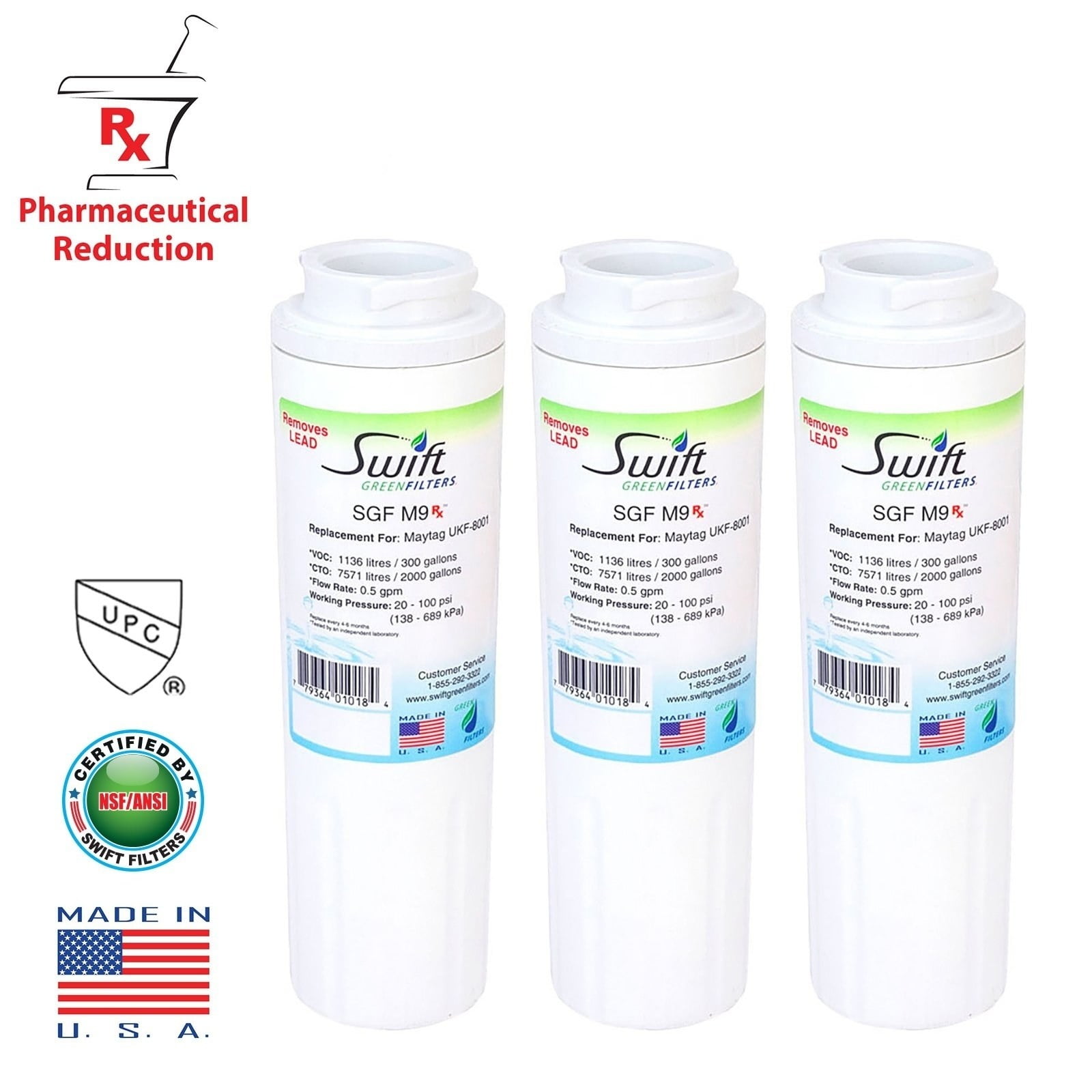 Swift Green Filters SGF-M9 Rx Replacement Water Filter for Kenmore UKF8001,EDR4RXD1,FILTER 4,EFF-6007A- 3 Pack - Image 3