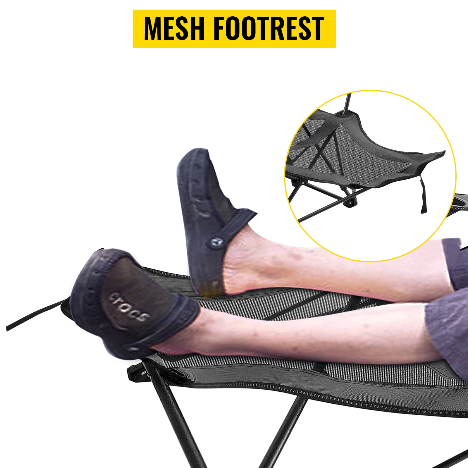 SKYSHALO Gray Folding Camp Chair with Footrest Mesh Lounge Chair with Cup Holder and Storage Bag Reclining Folding Camp Chair for Camping Fishing and Other Outdoor Activities (Gray) - Image 2