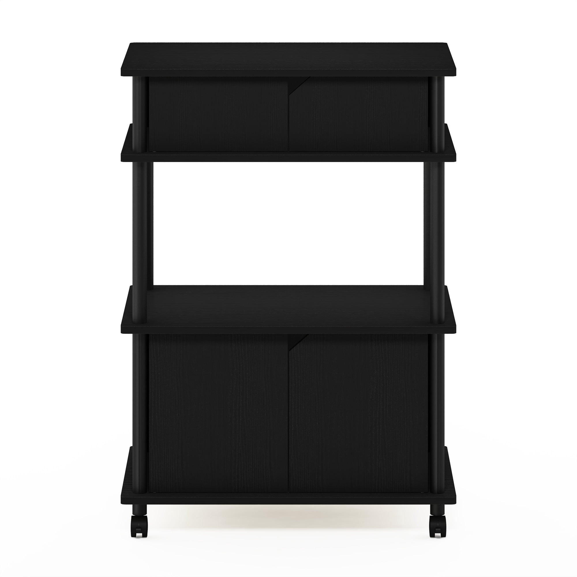 Furinno Turn-N-Tube Toolless Storage Cart with Cabinet, Americano/Black - Image 3
