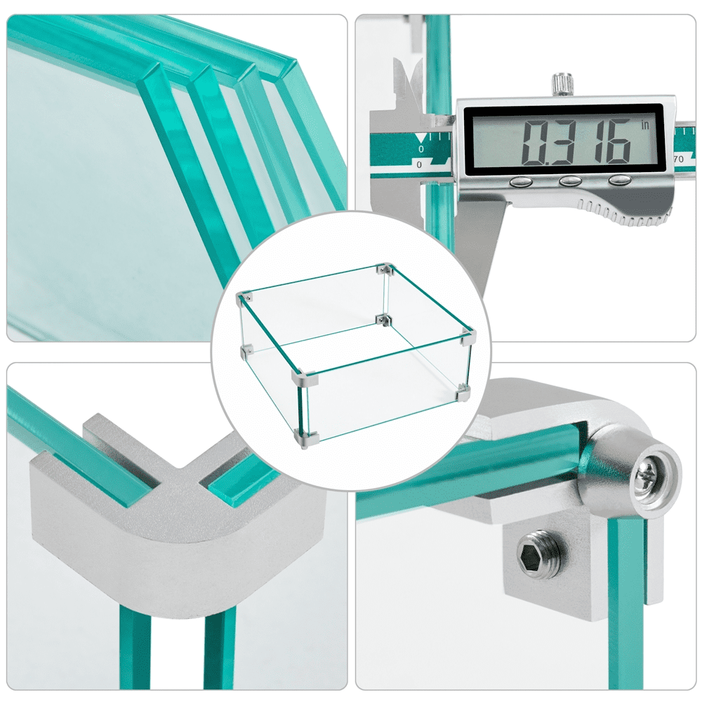 Alden Design 15″ Square Tempered Glass Wind Guard for Outdoor Fire Pit Table, Clear - Image 6