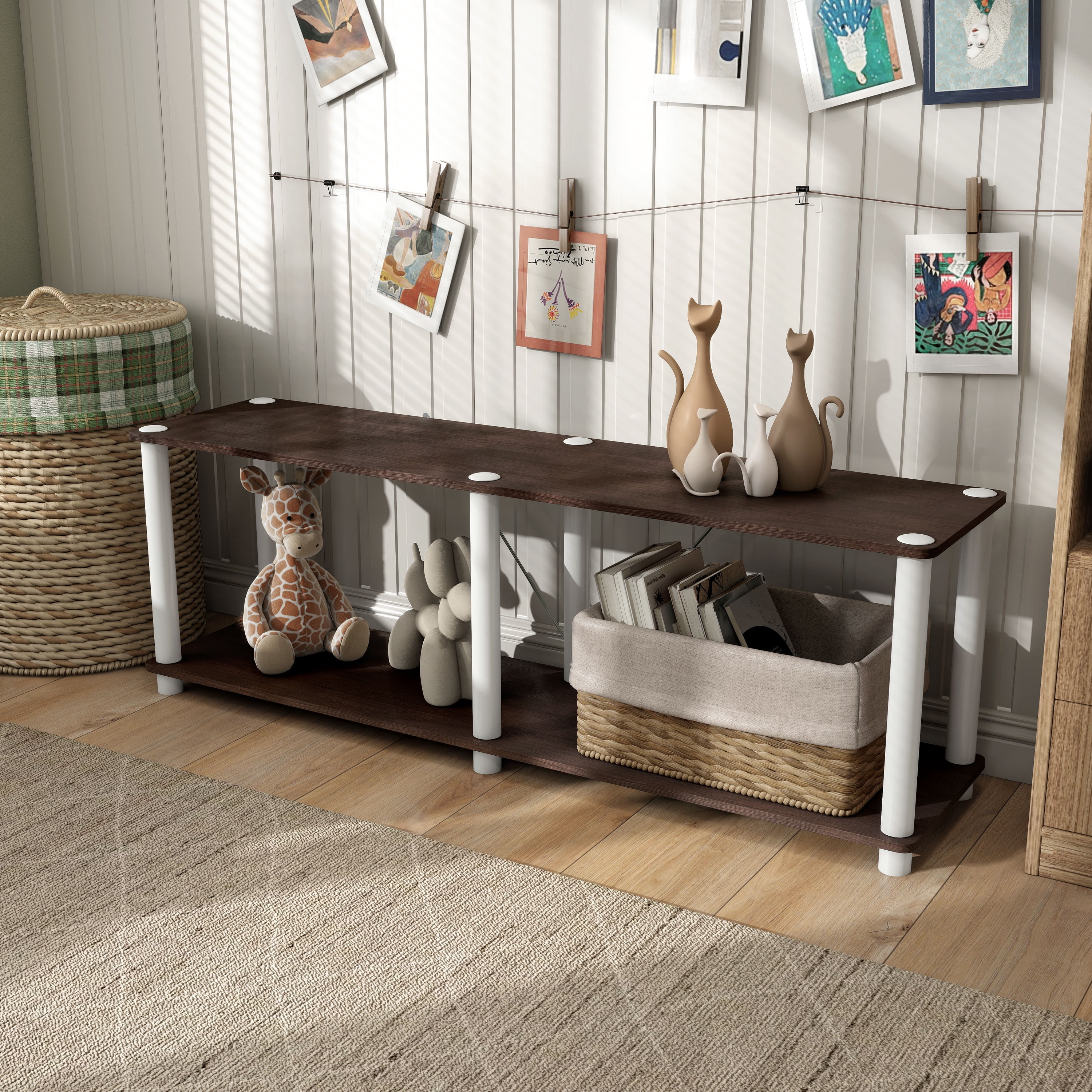 Furniture of America Brooks Adult Open Display Shelf Bookcase, 2-Tier 47-inch TV Stand, Espresso - Image 12