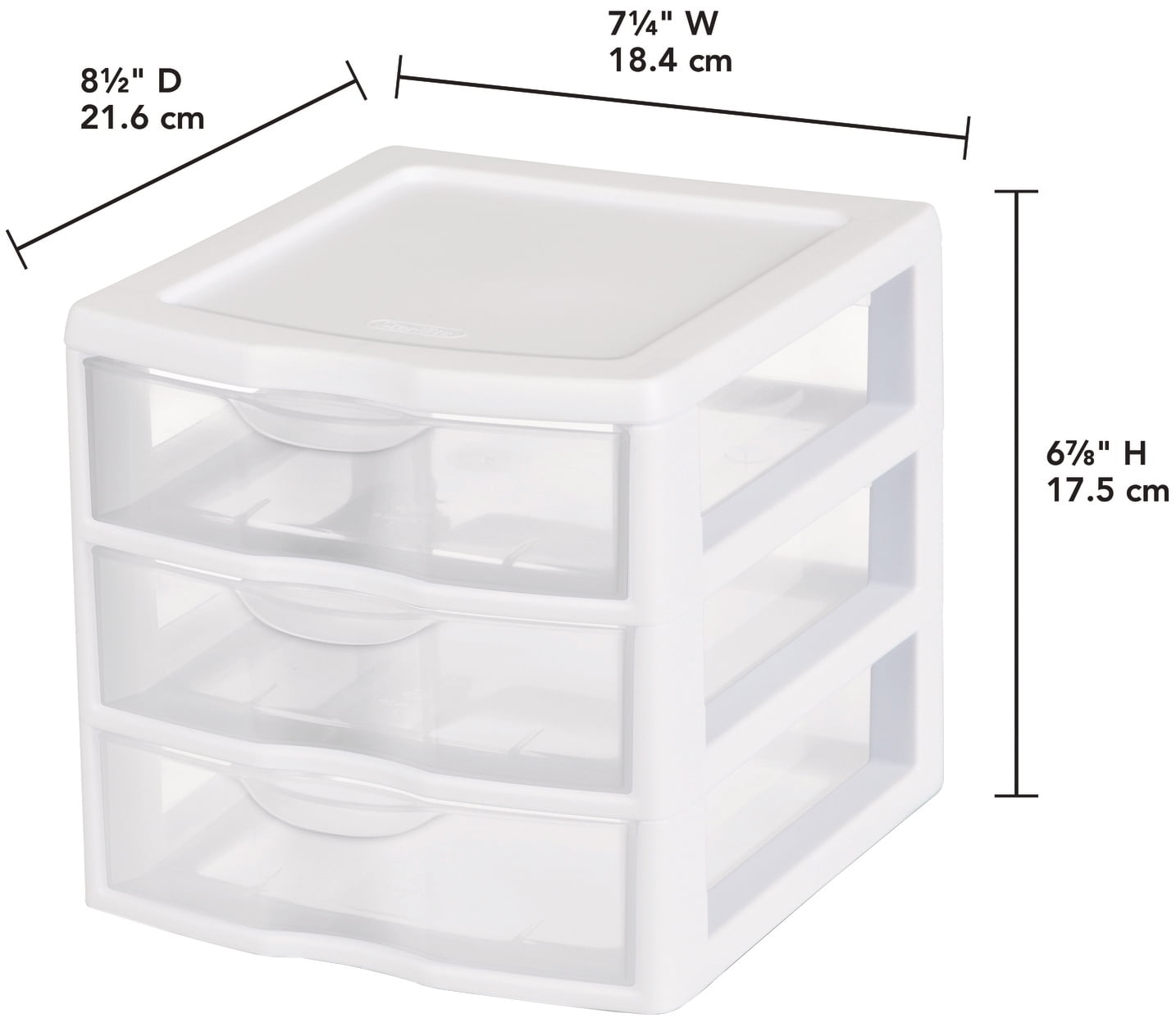 Sterilite, 3 Drawer Clear Storage Bin, Desktop Drawer Storage Container, White - Image 3