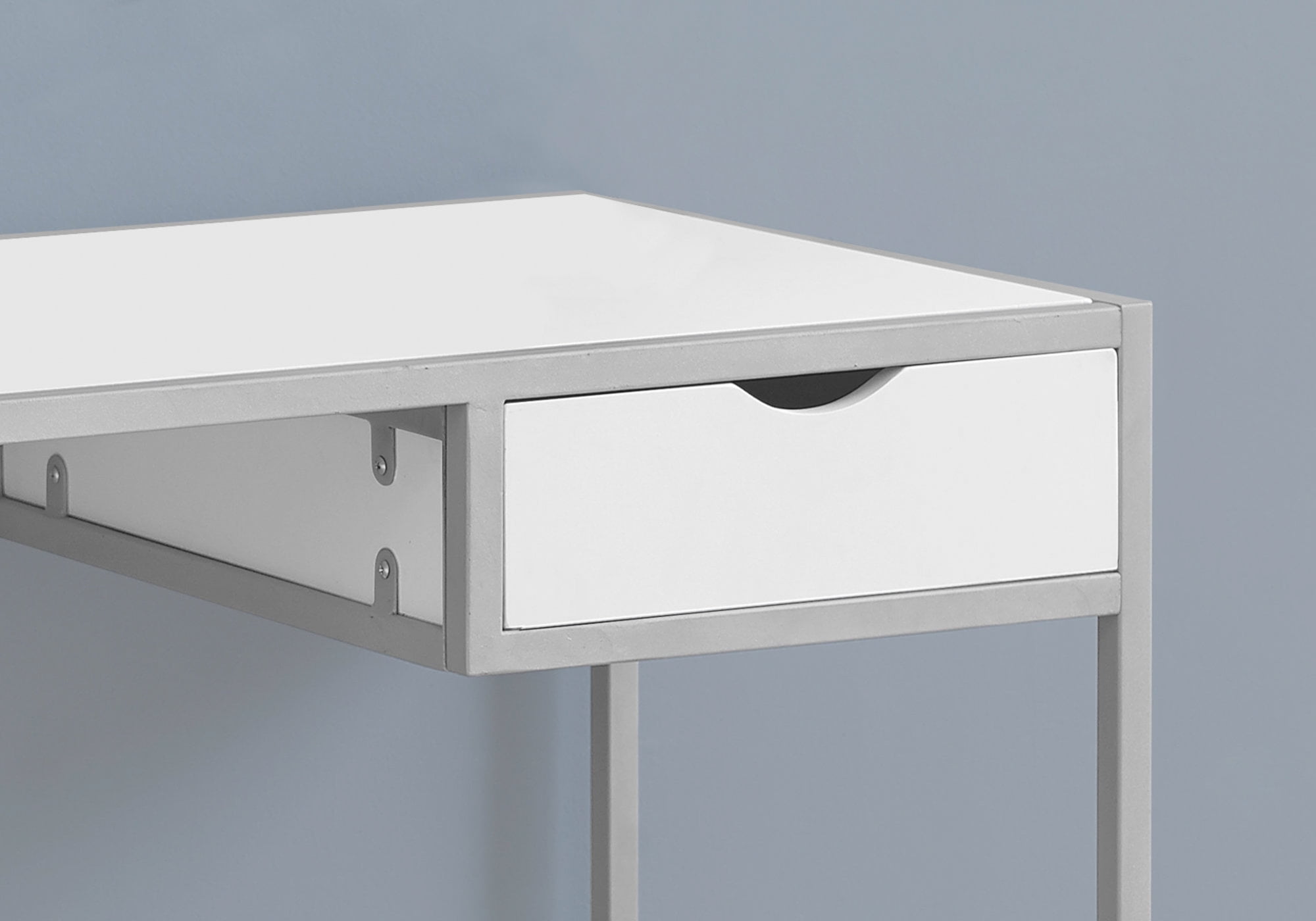 Computer Desk - 1 Storage Drawer / Metal Frame - 42"L - White / Silver - Image 4