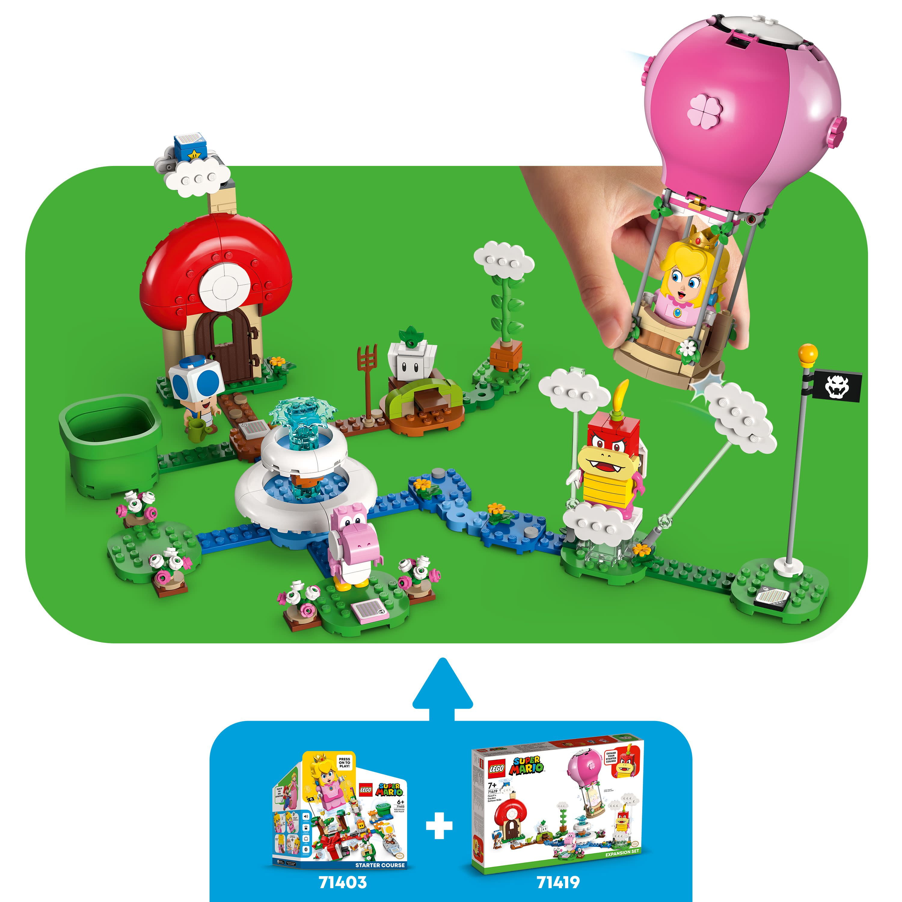 LEGO Super Mario Peach's Garden Balloon Ride Expansion Set 71419 with Pom Pom, Blue Toad and Pink Yoshi, Building Toy Game, Gift Idea for Kids Aged 7 Plus - Image 3