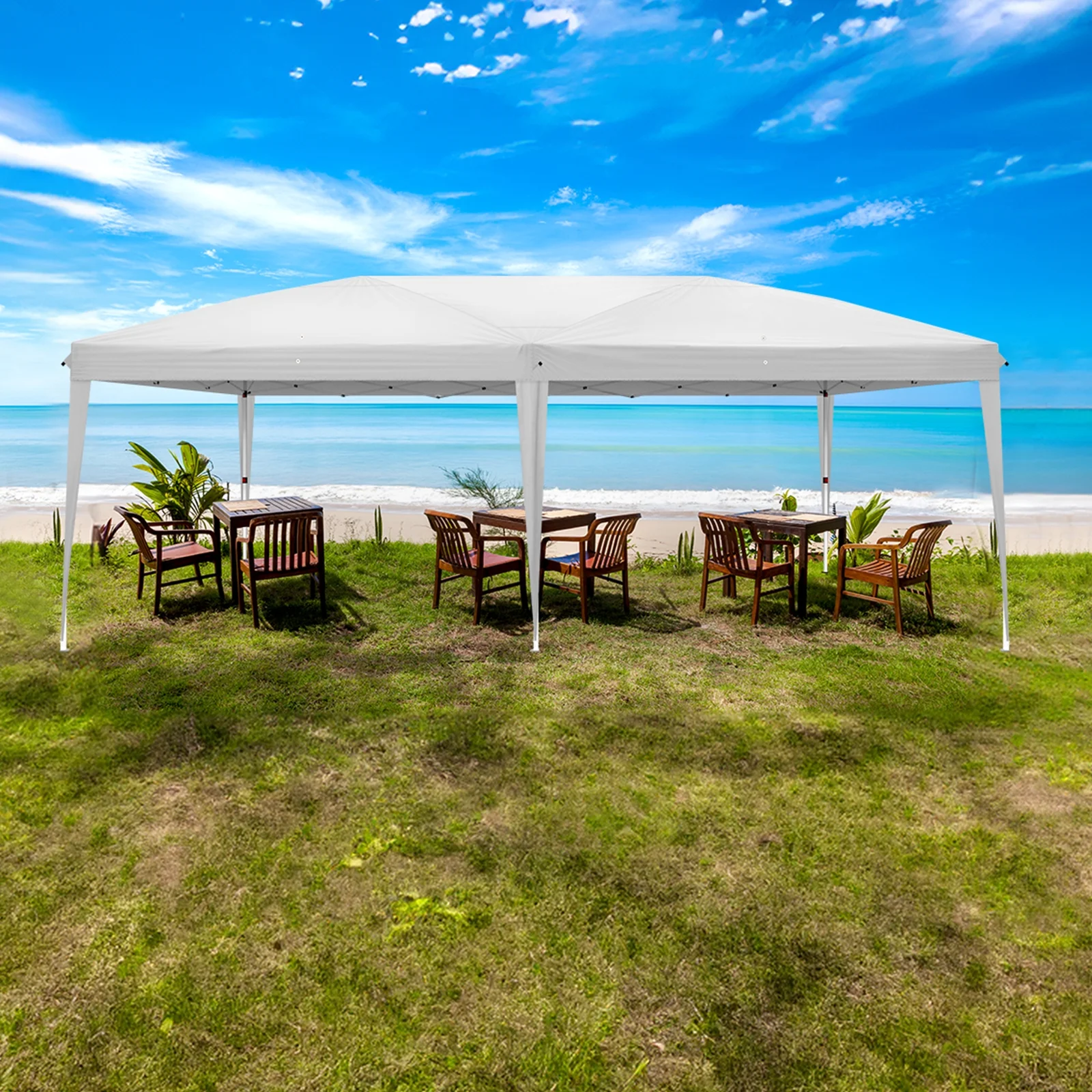 UBesGoo Easy Pop Up Canopy Party Tent, 10 x 20-Feet, White - Image 2