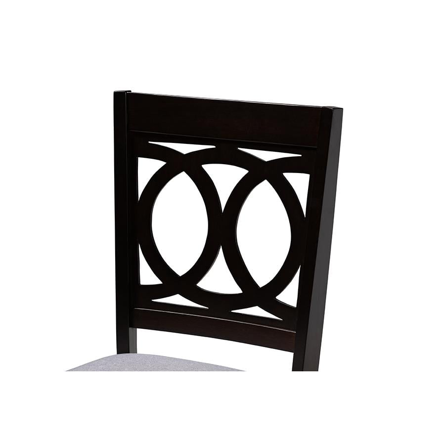 Baxton Studio Lenoir Fabric and Wood Dining Chairs in Gray and Brown (Set of 4) - Image 9