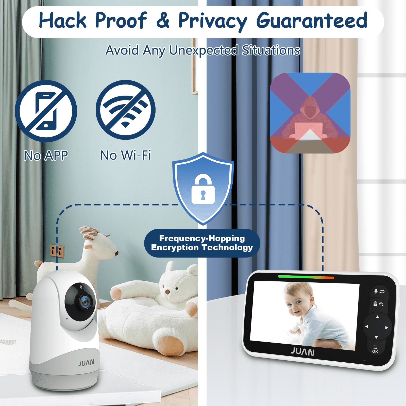 JUAN Baby Monitor with Camera and Audio, Video Baby Monitor with No Wifi, 5 inch Large LCD Screen - Image 3