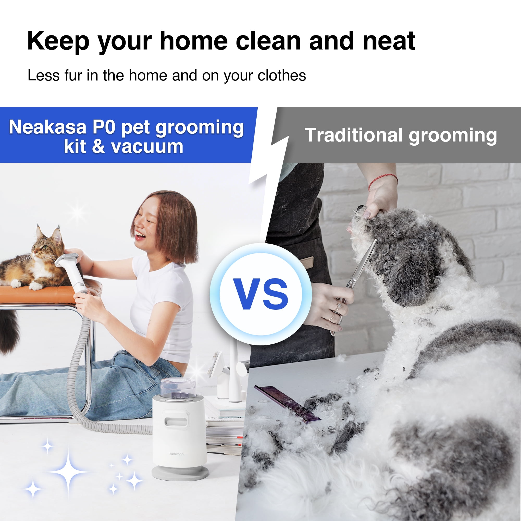 Neakasa P0 Lite Pet Grooming Vacuum & Deshedding Tool,6.6lbs Lightweight,45dB Ultra-Quiet, Cat & Dog Hair Remover for Furniture, Carpet, Bedding - Image 3