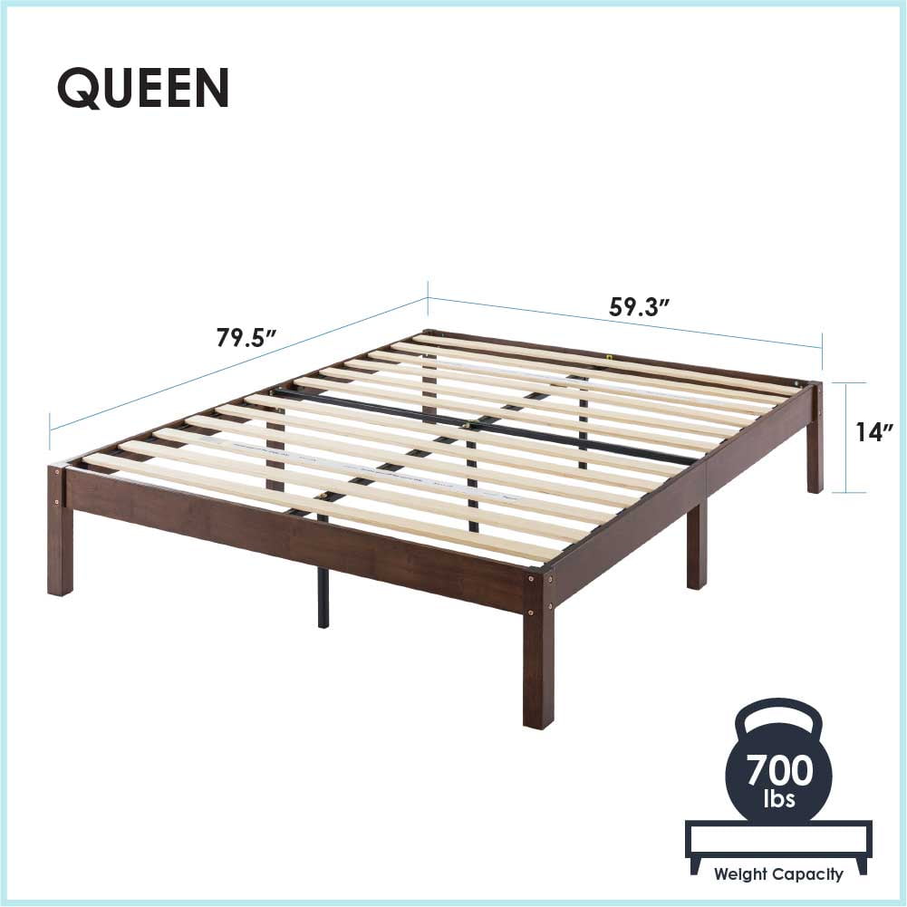Best Price Mattress Asher 14" Bamboo Wood Platform Bed with Wooden Slats, Coffee, Queen - Image 10