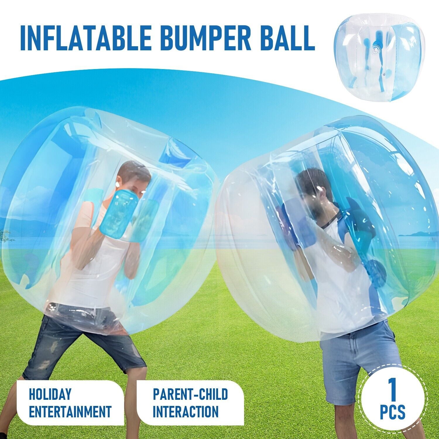 Adult Bumper Balls (4ft/1.2m) Giant Inflatable Bubble Sumo Balls House Summer Outdoor Toys Backyard Games for Kids Yard Human Hamster Ball Active Play - Image 7