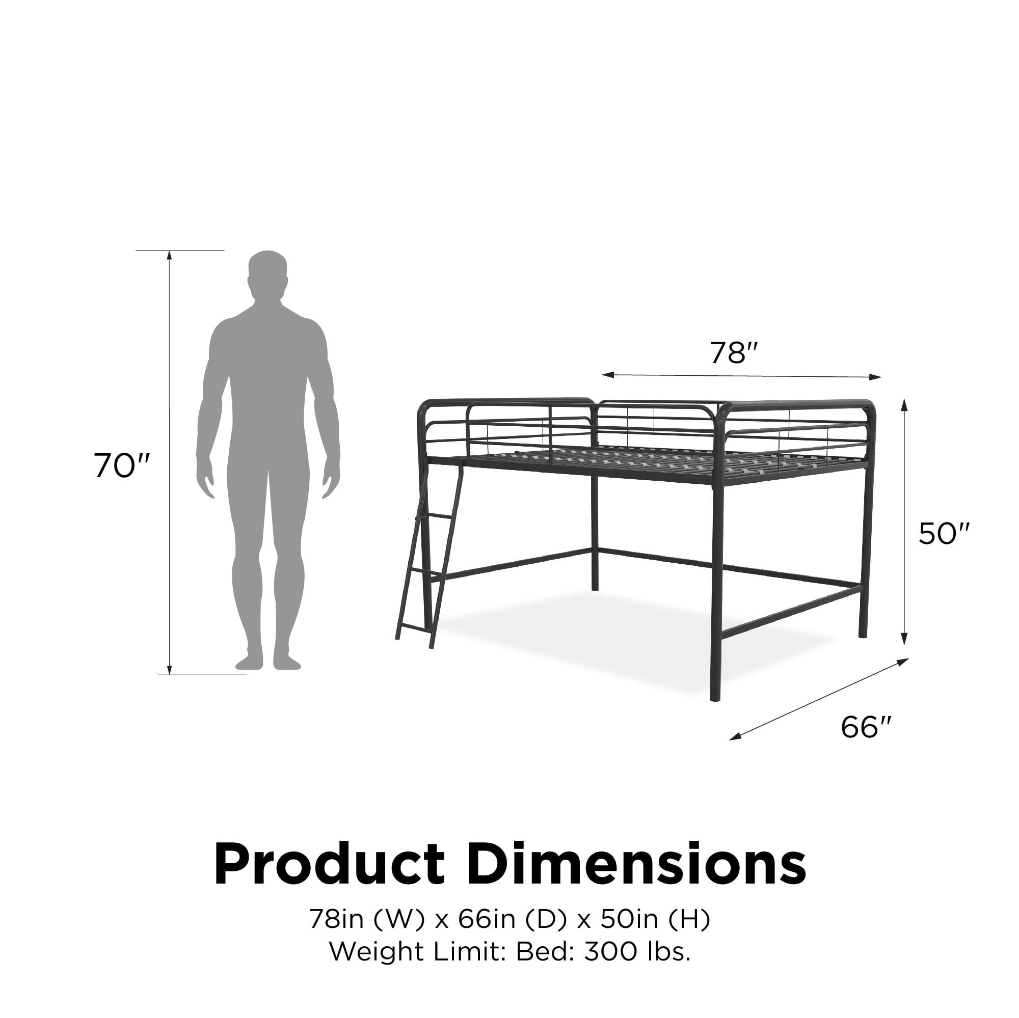 DHP Jett Junior Full Metal Loft Bed, Black - Image 3
