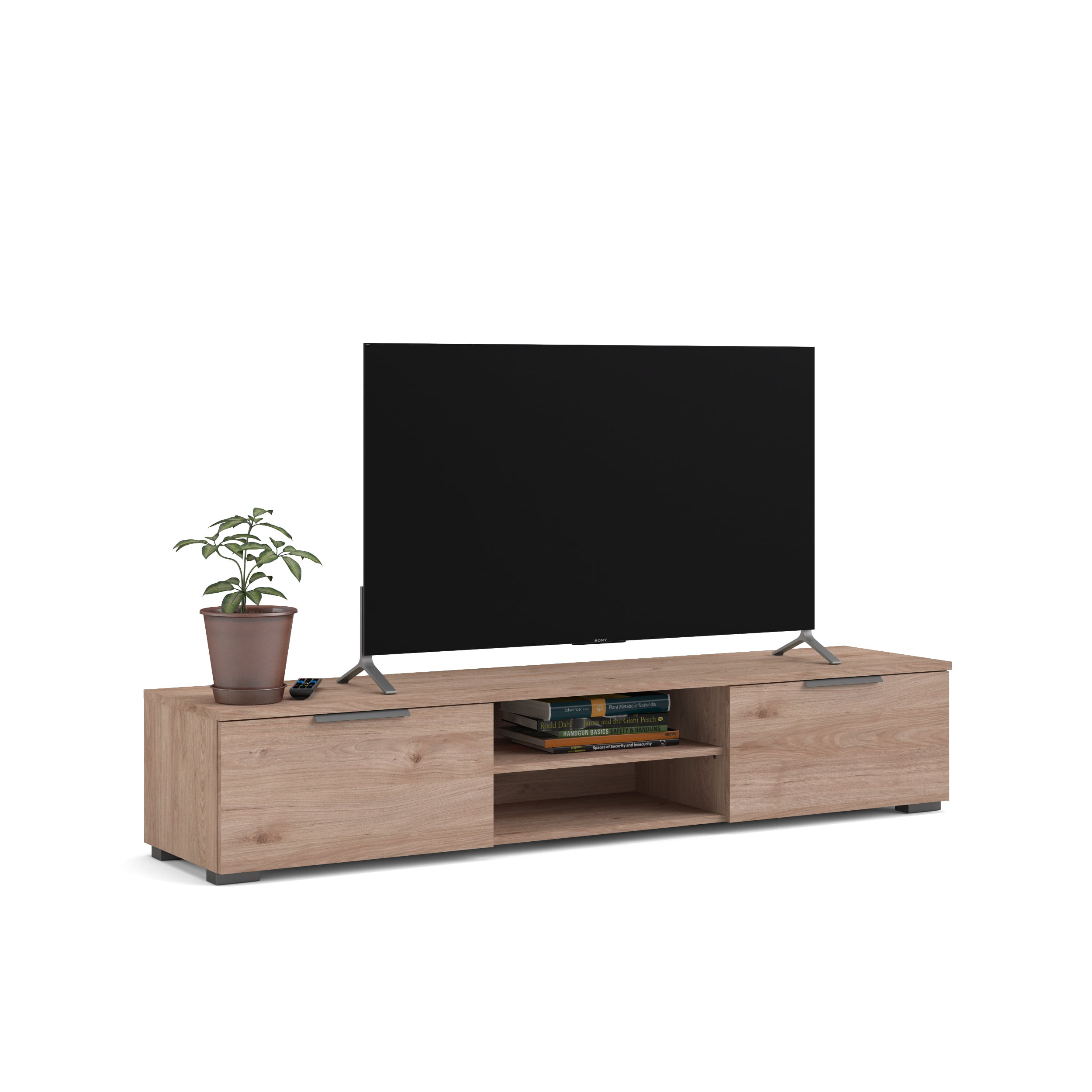 Tvilum Match 2 Drawer TV Stand with 2 Shelves, Jackson Hickory - Image 10