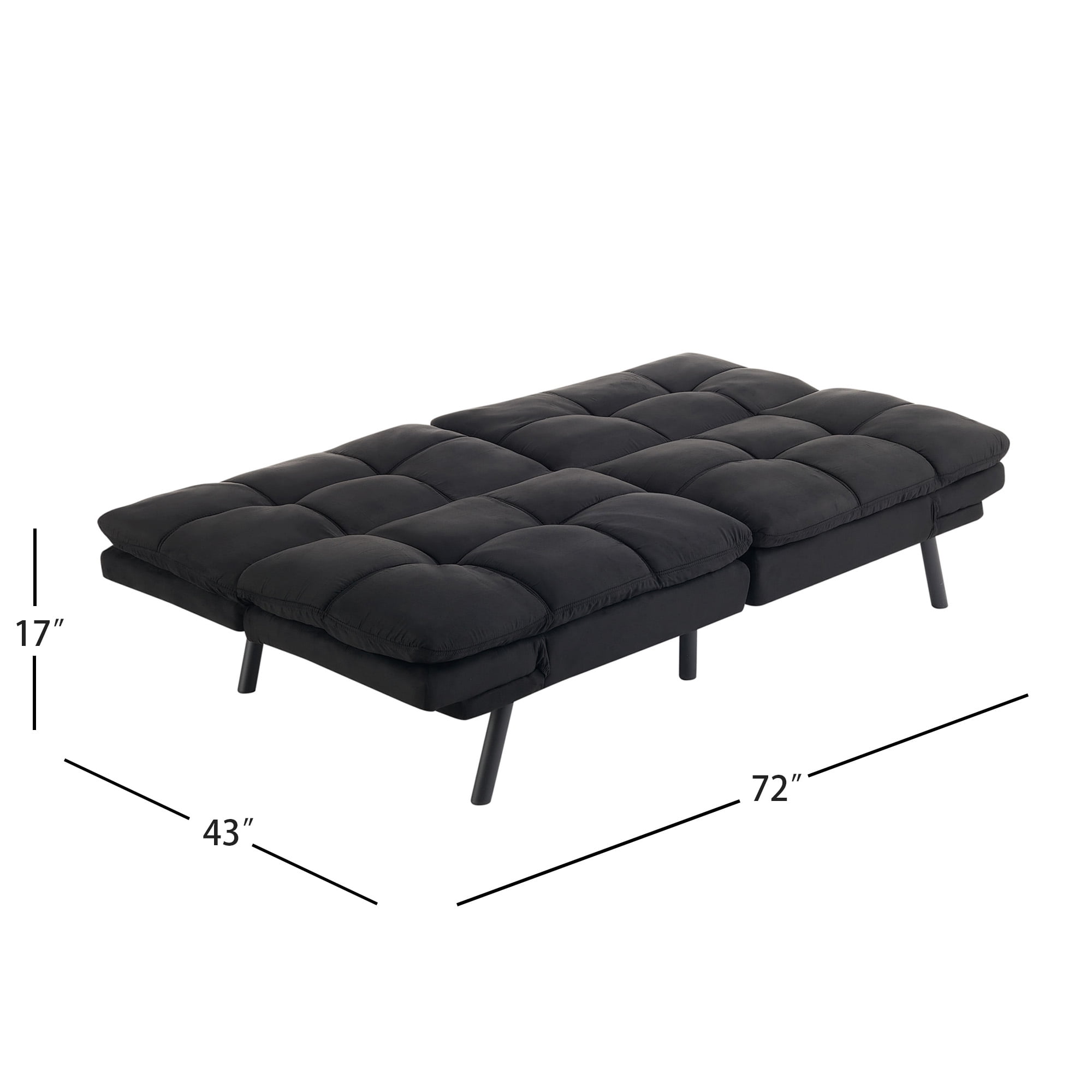 Mainstays Memory Foam Futon with 72",Black - Image 4