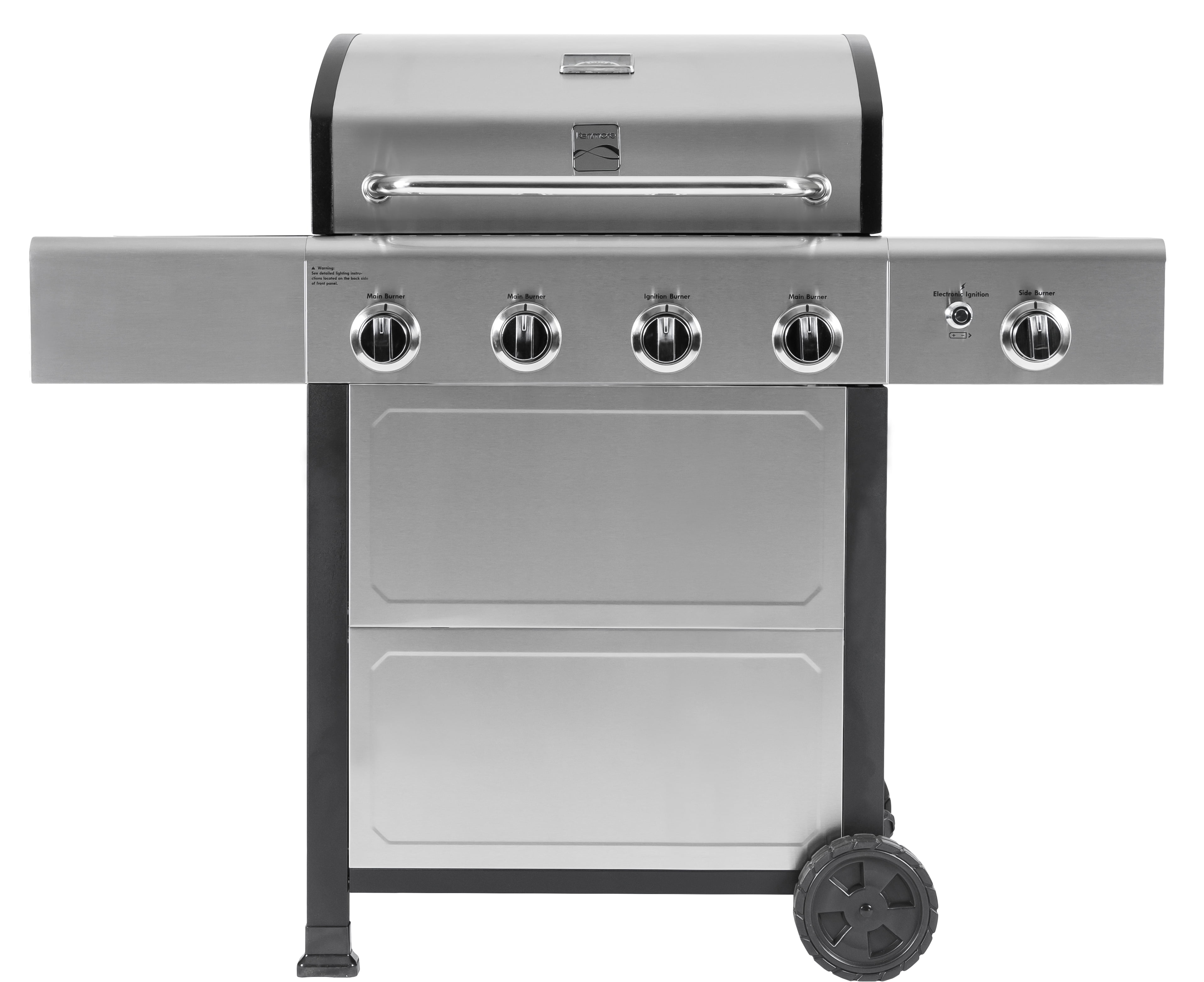 Kenmore 4-Burner Outdoor Propane Gas Grill with Side Burner, Open Cart, Stainless Steel - Image 3