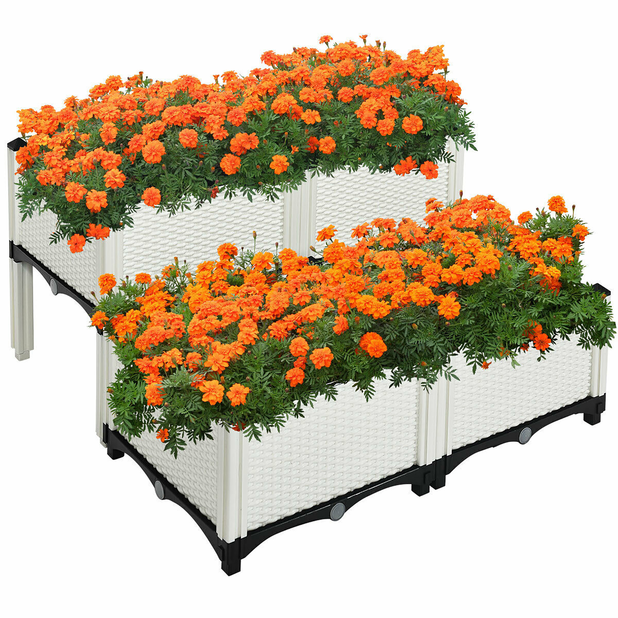 Costway Set of 4 Raised Garden Bed Elevated Flower Vegetable Herb Grow Planter Box White - Image 6