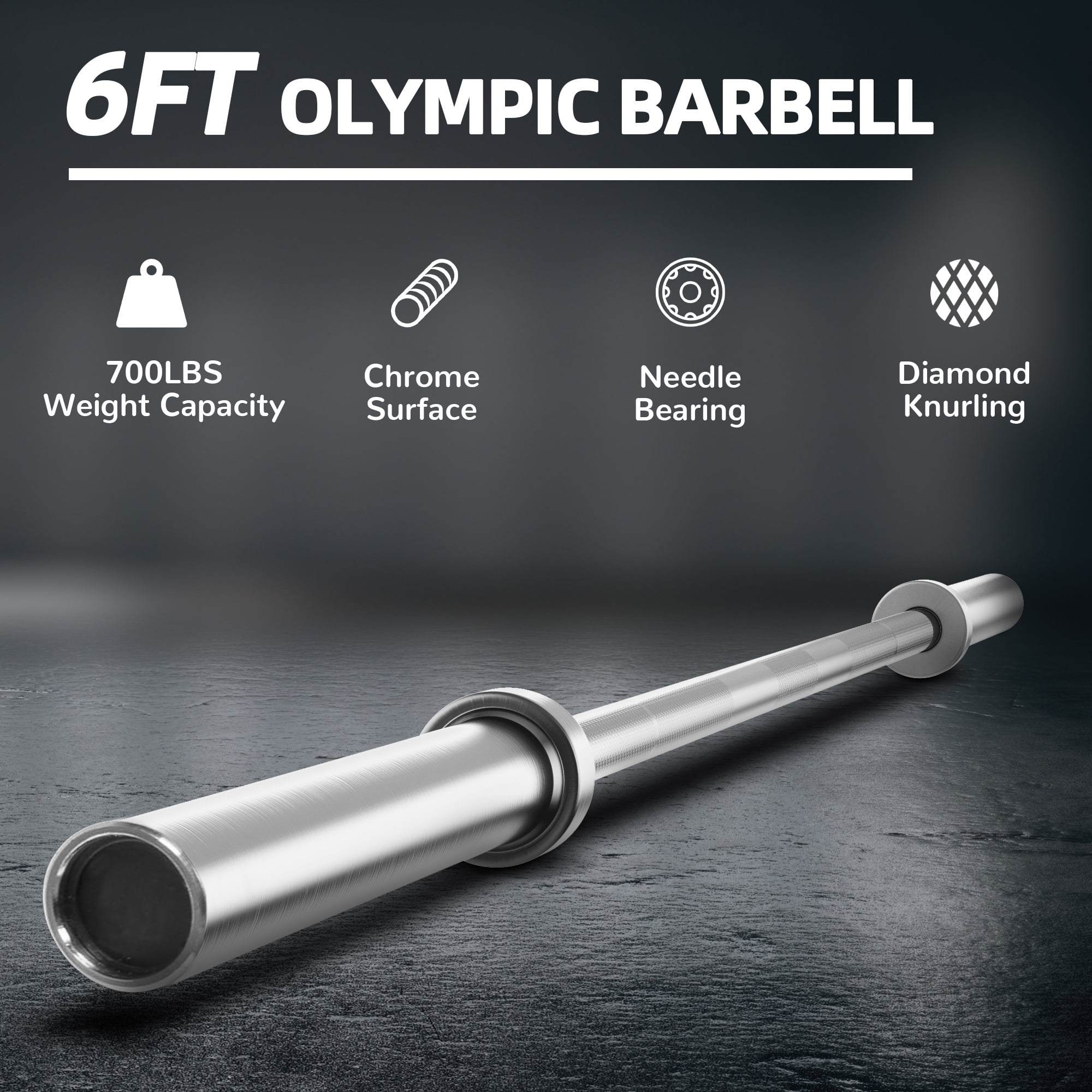 BalanceFrom 6FT Olympic Weight Bar, 2" Sleeves, 700 LB Capacity, For Weightlifting & Strength Training - Image 4