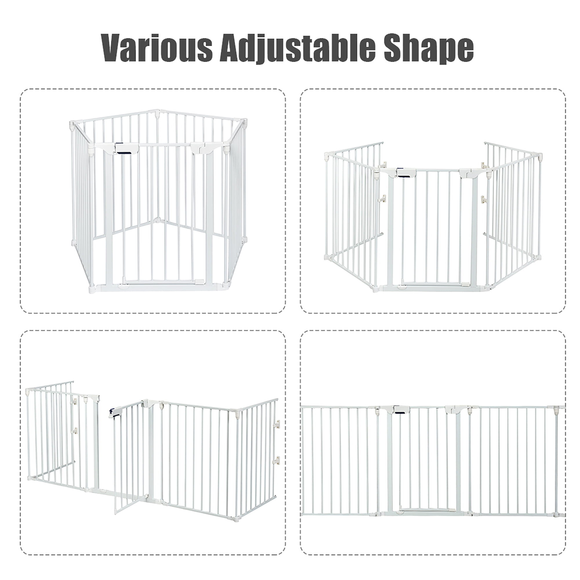 Costway Fireplace Fence Safety Fence Hearth Gate BBQ Metal Fire Gate Pet White - Image 4