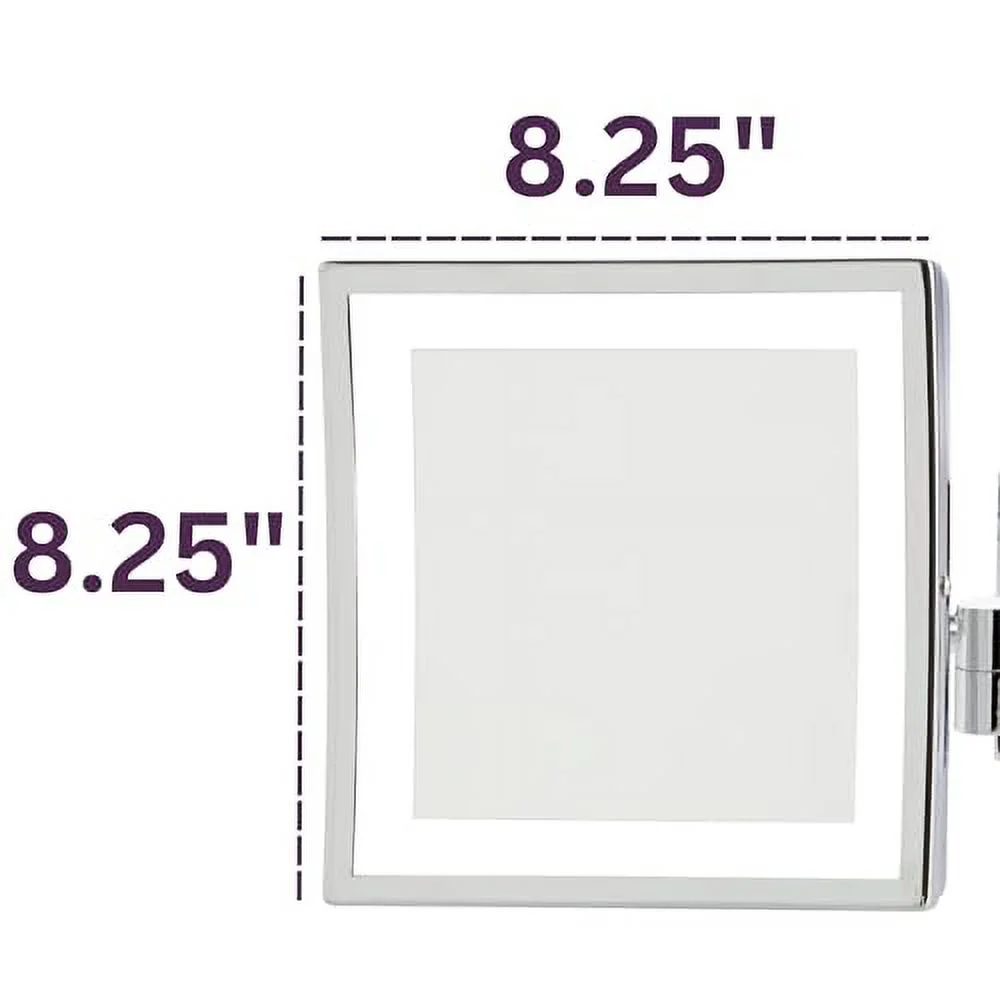 Jerdon 8 inch x 8 inch Wall Mount Makeup Mirror with 5X Magnification & 16 inch Wall Extension, Chrome Finish, Direct Wire-Model JRT885CLD - Image 5