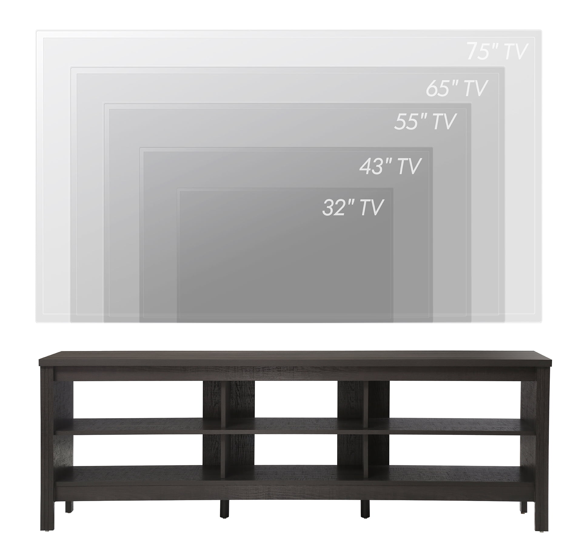 LED TV Stand for 75" TV Modern Entertainment Center with Warm LED Lights Media Console Cabinet with 6 Storage Shelves,Black 70 inch - Image 3