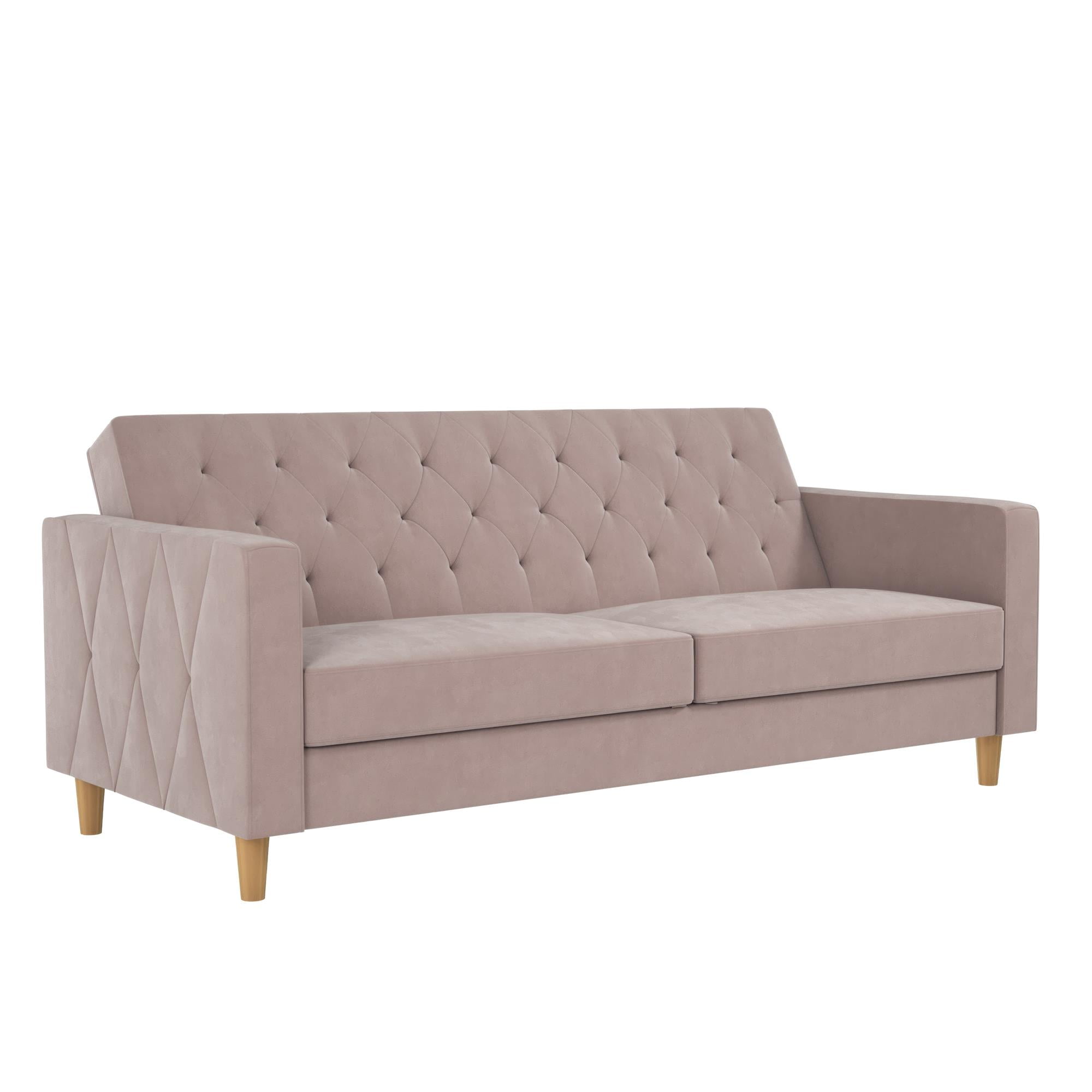 CosmoLiving Liberty Futon with Storage, Blush Velvet - Image 2