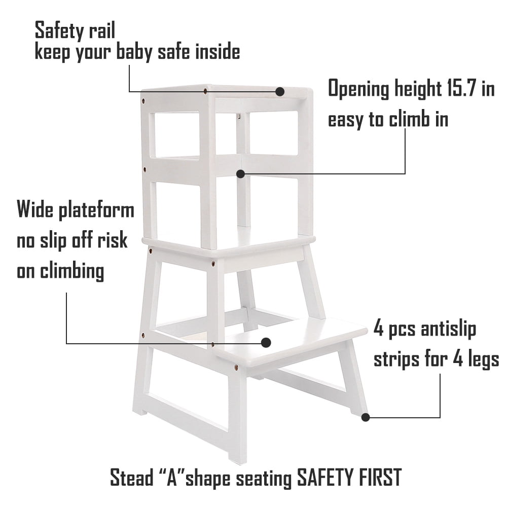 Kitchen Step Stool with Safety Rail & Anti-Slip Mats, SDADI Kids Step Stool &Toddler Kitchen Stool for Children 18 Months and up, LT01W - Image 7