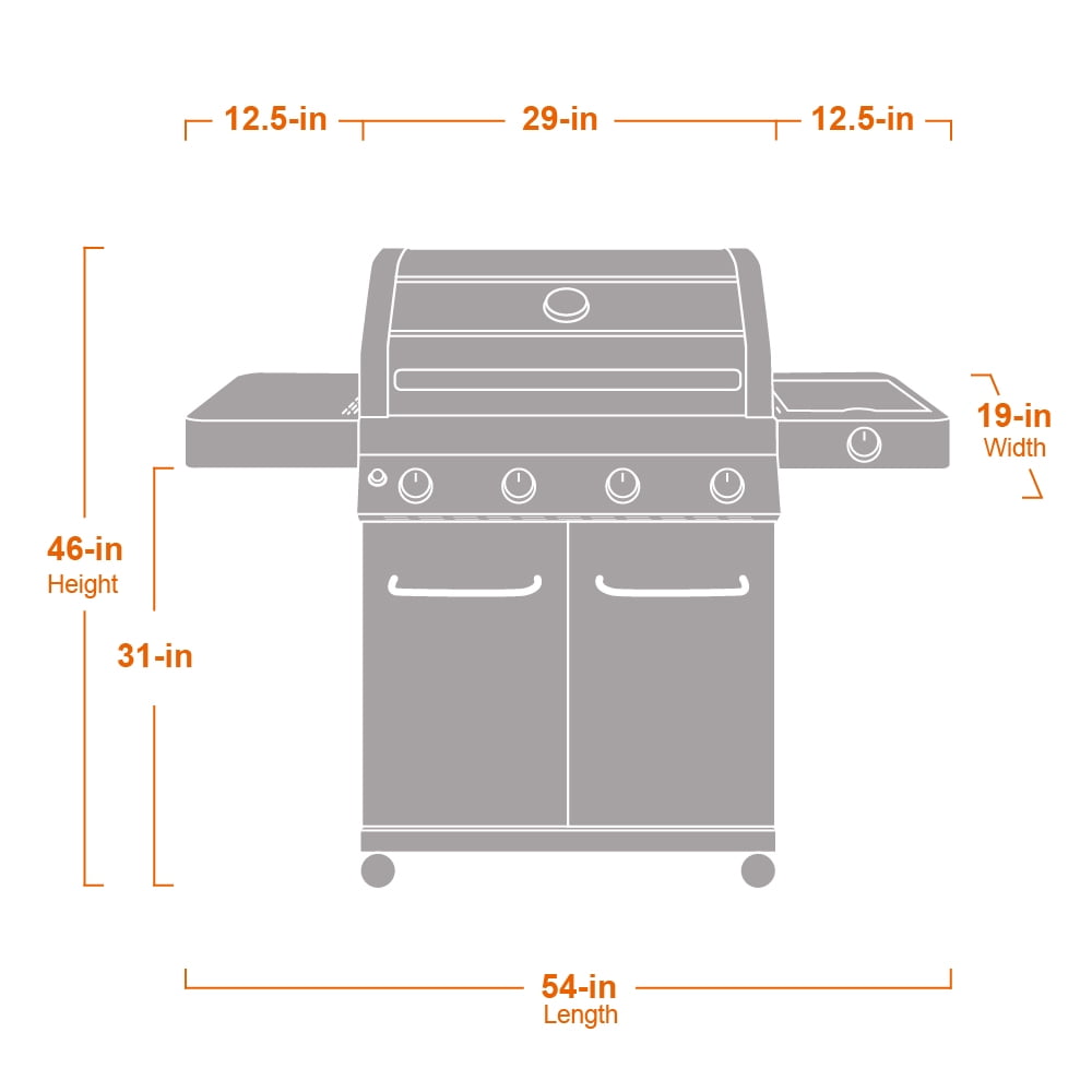Monument Grills 4 Burner Dual Fuel Gas Grill with Stainless Steel Cabinet, Side Burner, Clear View Lid and LED Controls, 60,000 BTU - Image 8