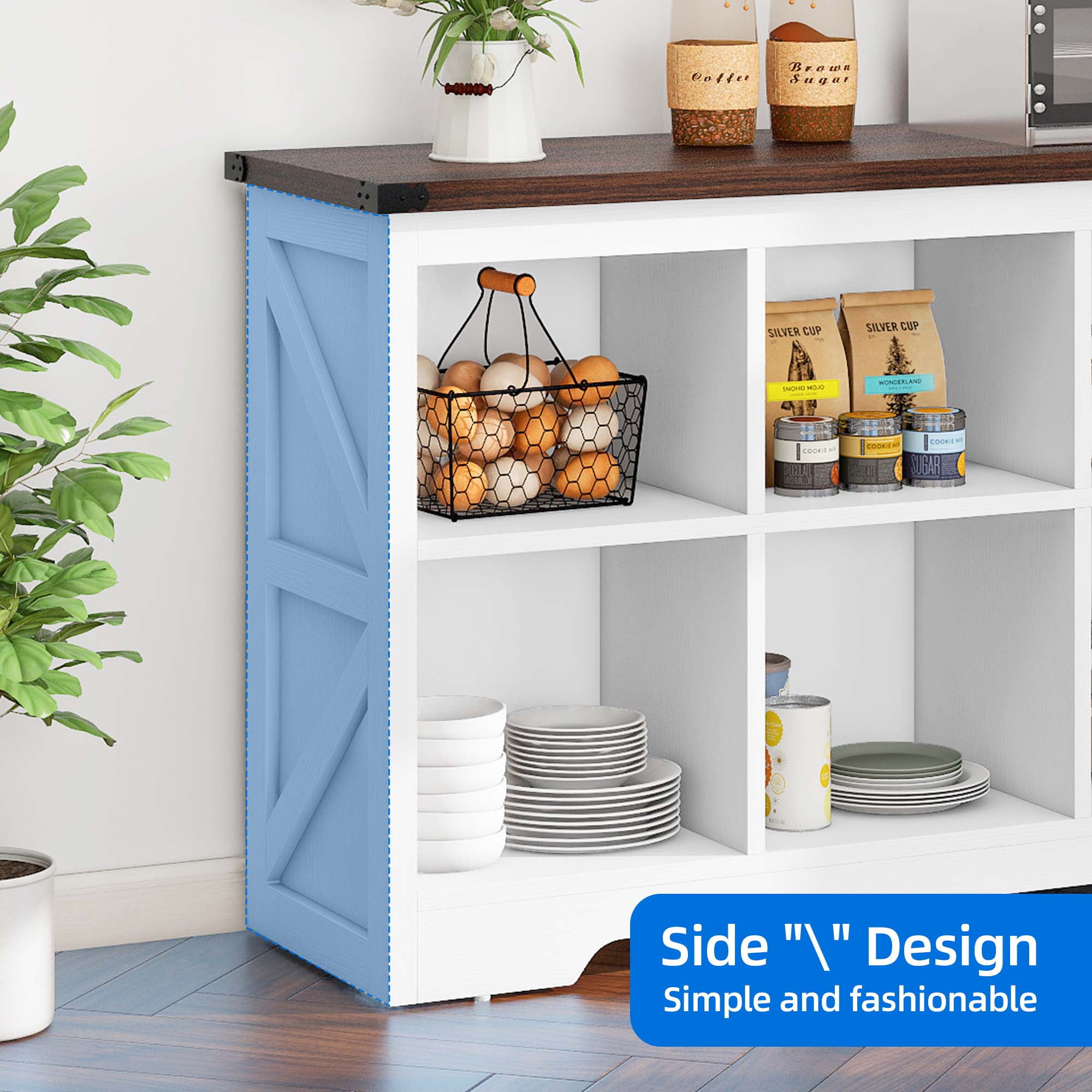 Uforic 6 Cube Organizer Bookcase, Farmhouse Cubby Bookshelf , Horizontal Open Shelf for Living Room, Bedroom, Home Office, White - Image 13