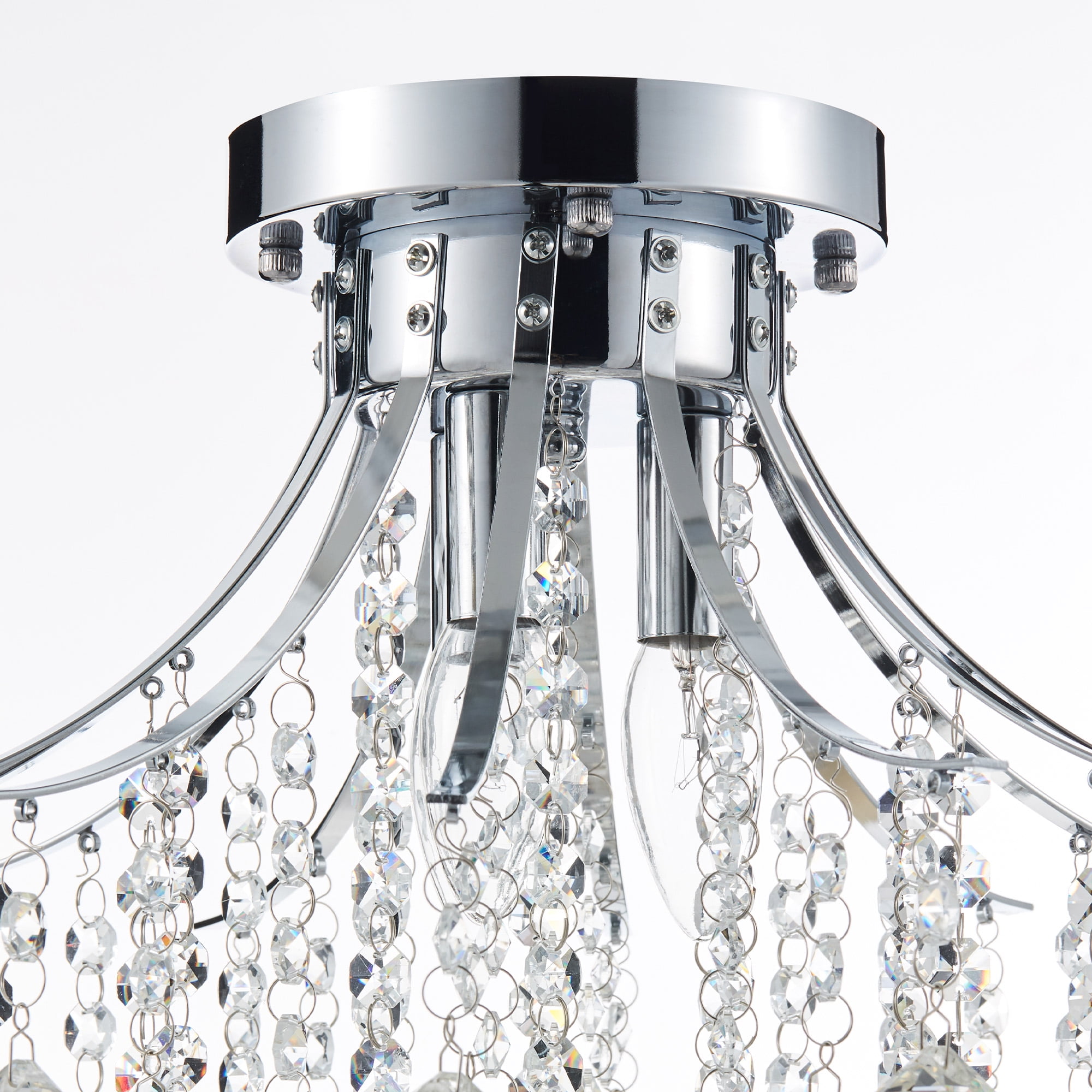 3-Light Crystal Chandelier Ceiling Fixture Pendant, Flush Mount Raindrop Pendant UL Listed - Image 5