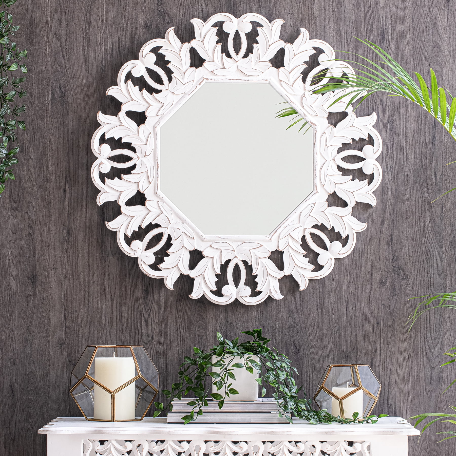 Fetco Tull White Carved Octagonal Mirror - Image 4