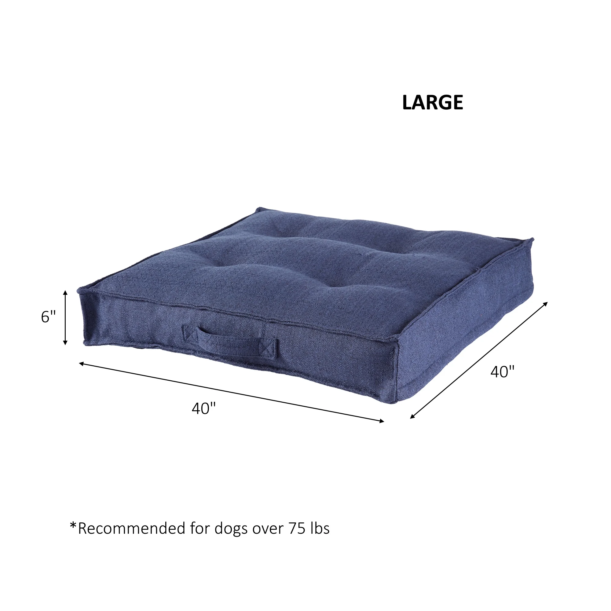 Happy Hounds Milo Square Tufted Dog Bed, Cobalt, Large (40 x 40 in.) - Image 2