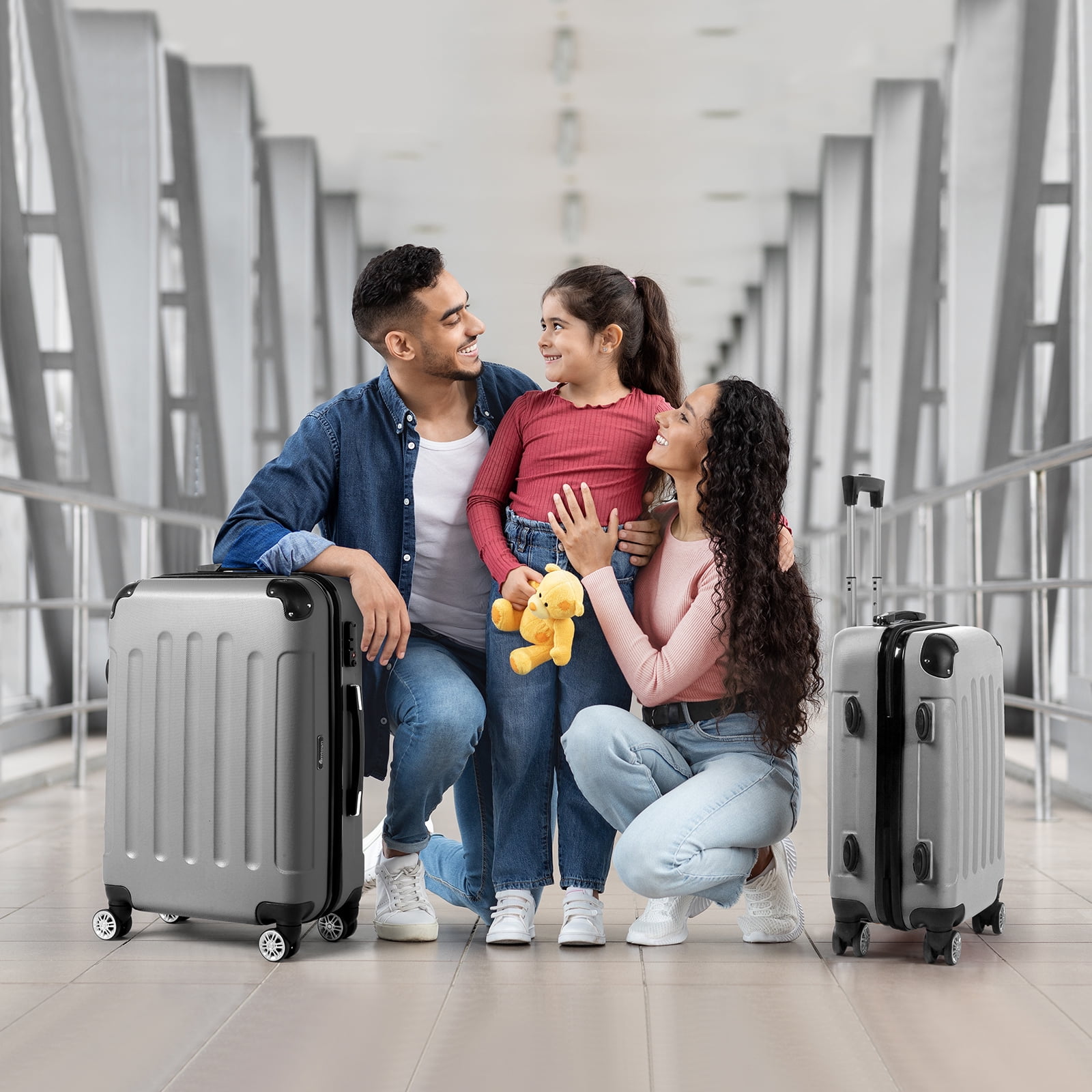 Ktaxon Luggage 3 Piece Sets, ABS Hardside Lightweight Suitcase with TSA Lock Spinner Wheels, 20in 24in 28in, Gray - Image 9