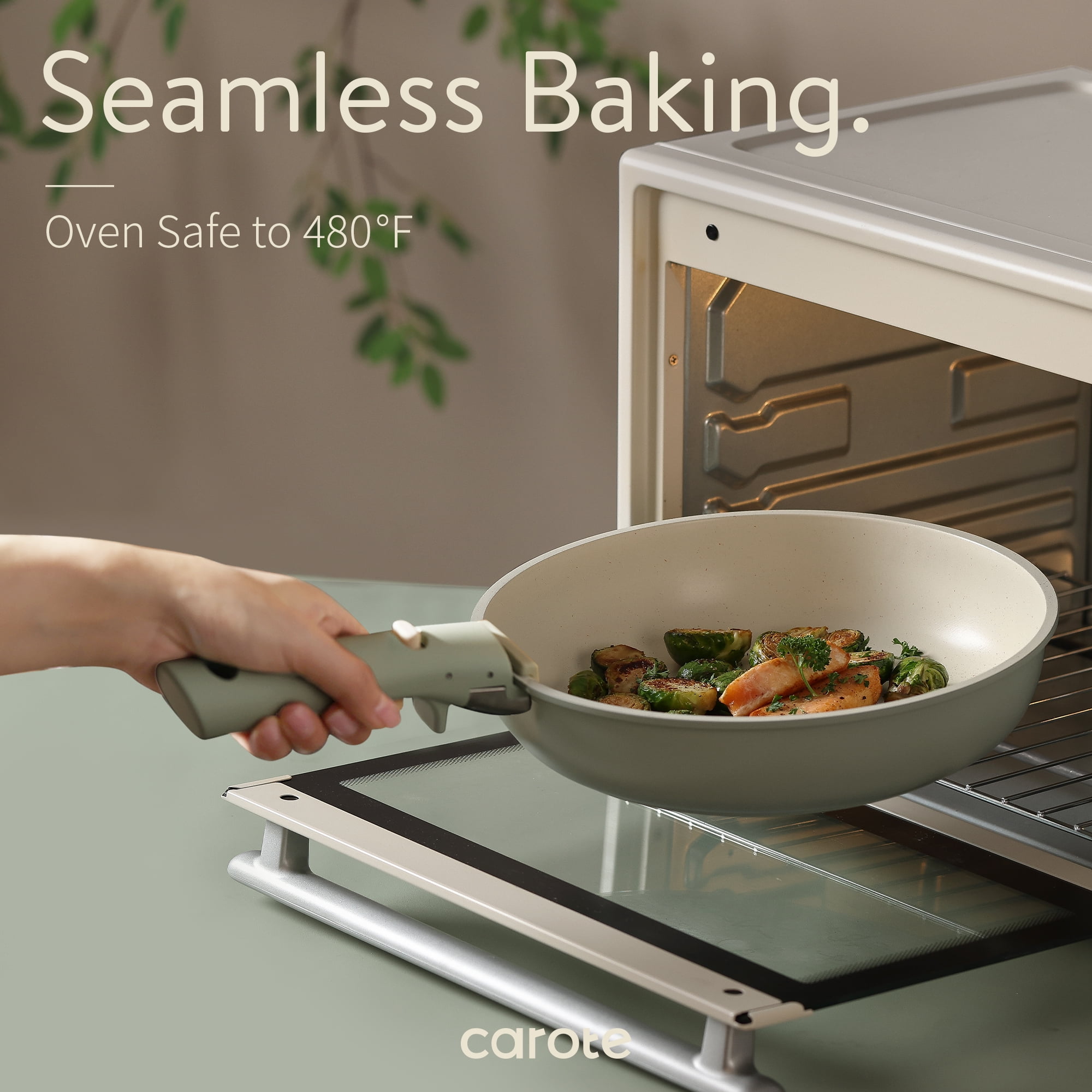 Carote 5 Pcs Pots and Pans Nonstick, Cookware Set with Detachable Handles, Oven Safe, Induction Ready, Stackable Kitchen Cooking Set, Green - Image 8