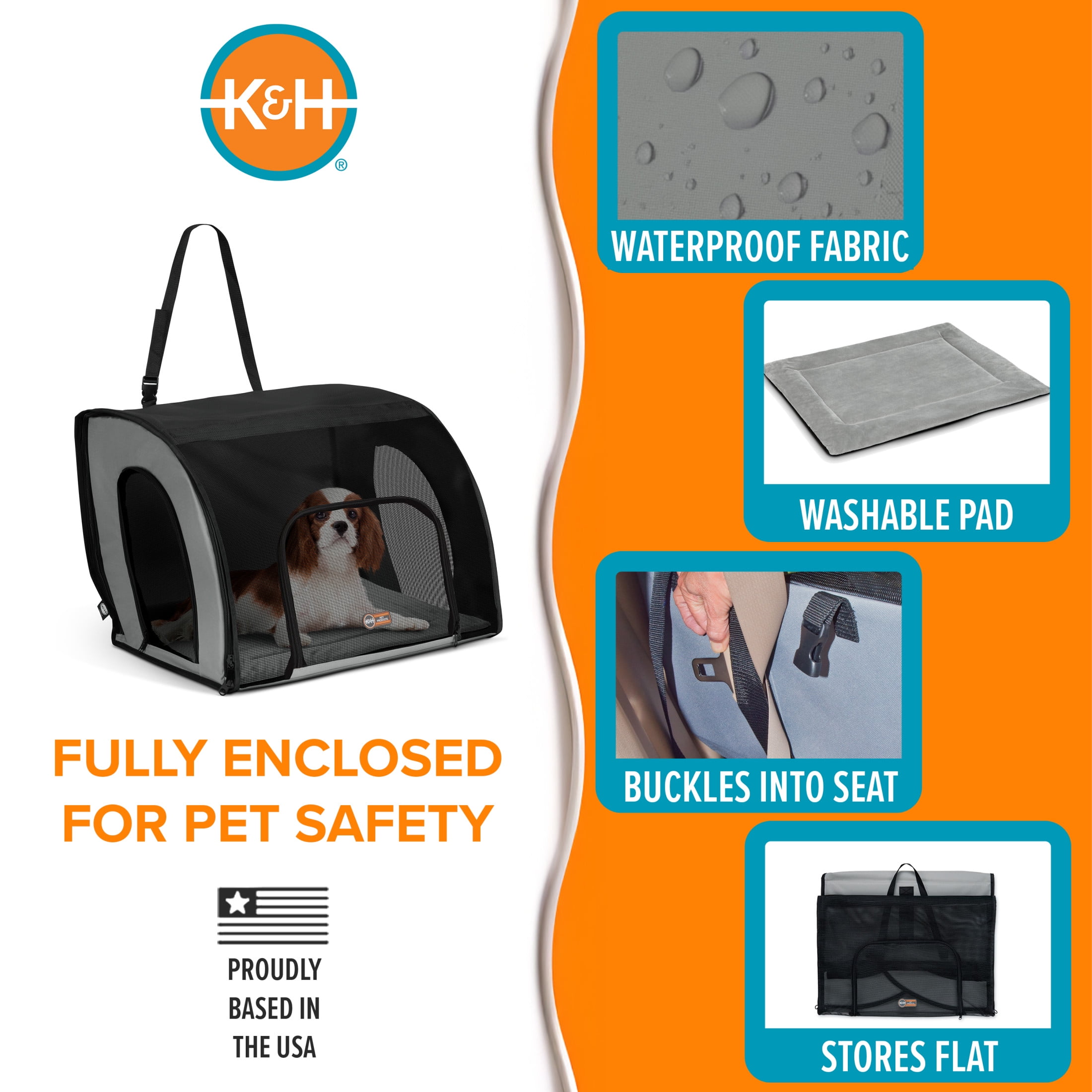 K&H Pet Products Travel Safety Carrier for Pets Gray/Black Medium 24 X 19 X 17 Inches - Image 9