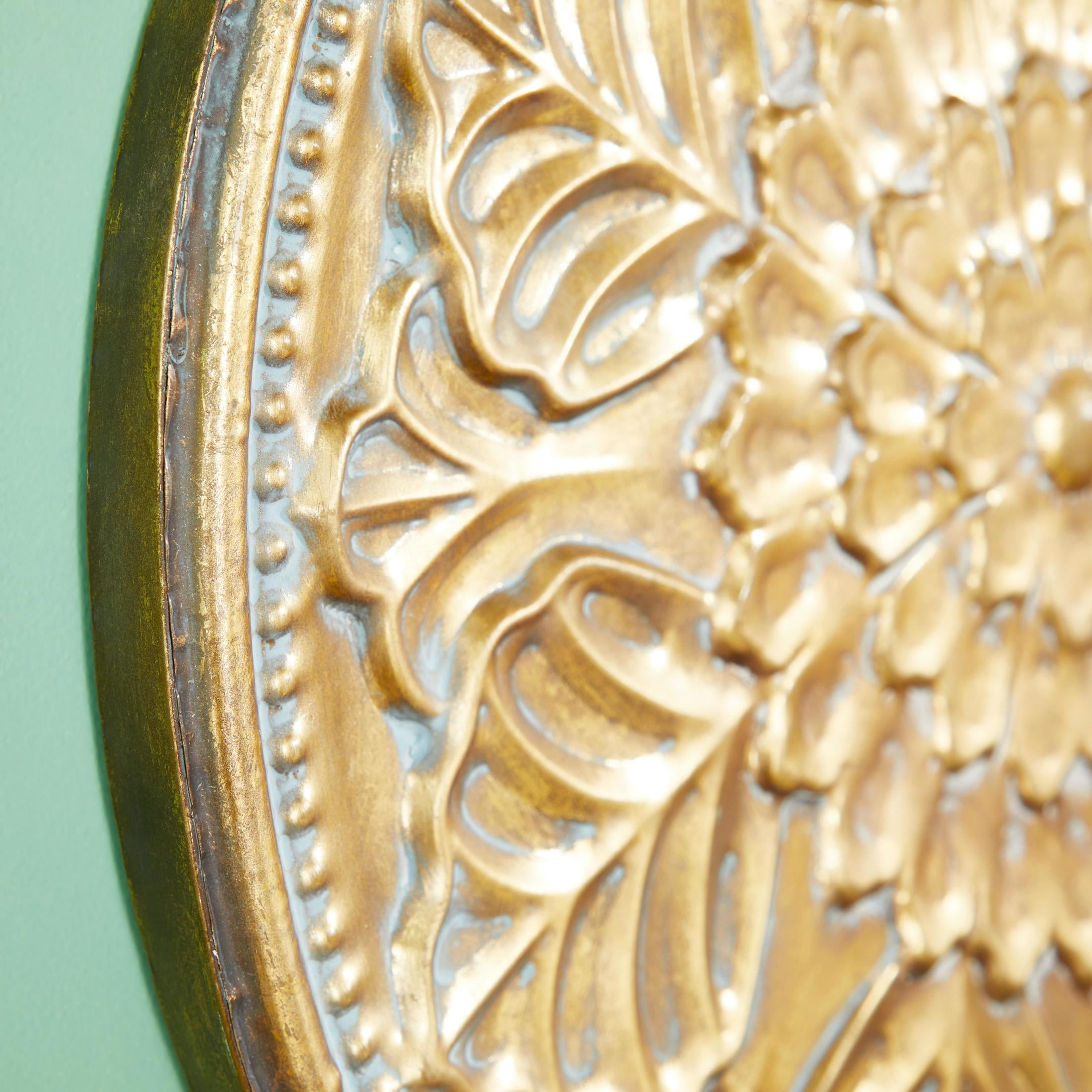 DecMode Gold Metal Plate Wall Decor with Embossed Details - Image 7
