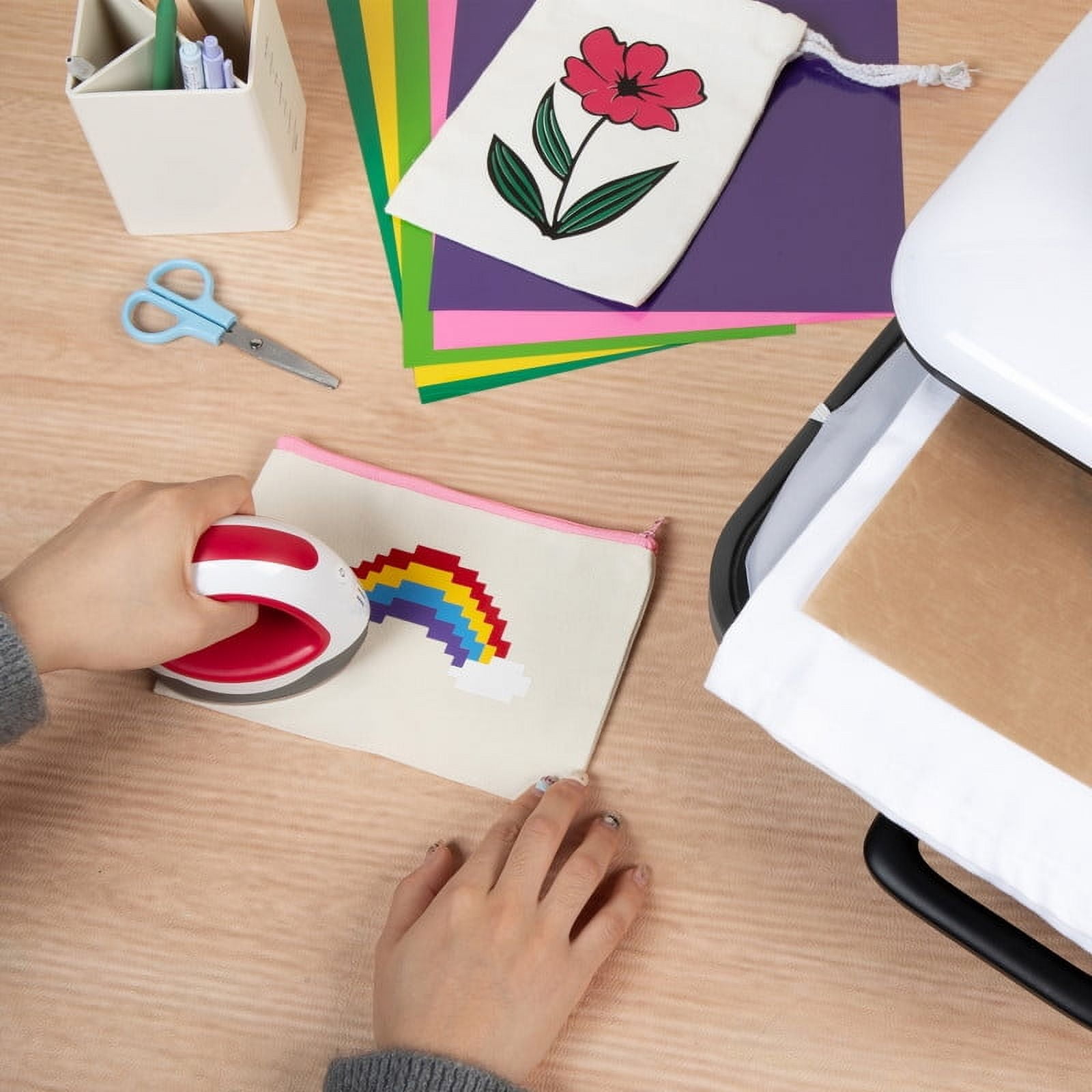 HTVRONT Automatic & Mini Heat Press, Smart Machine With 12 Pcs Mixed Color Vinyl Bundle - Image 8