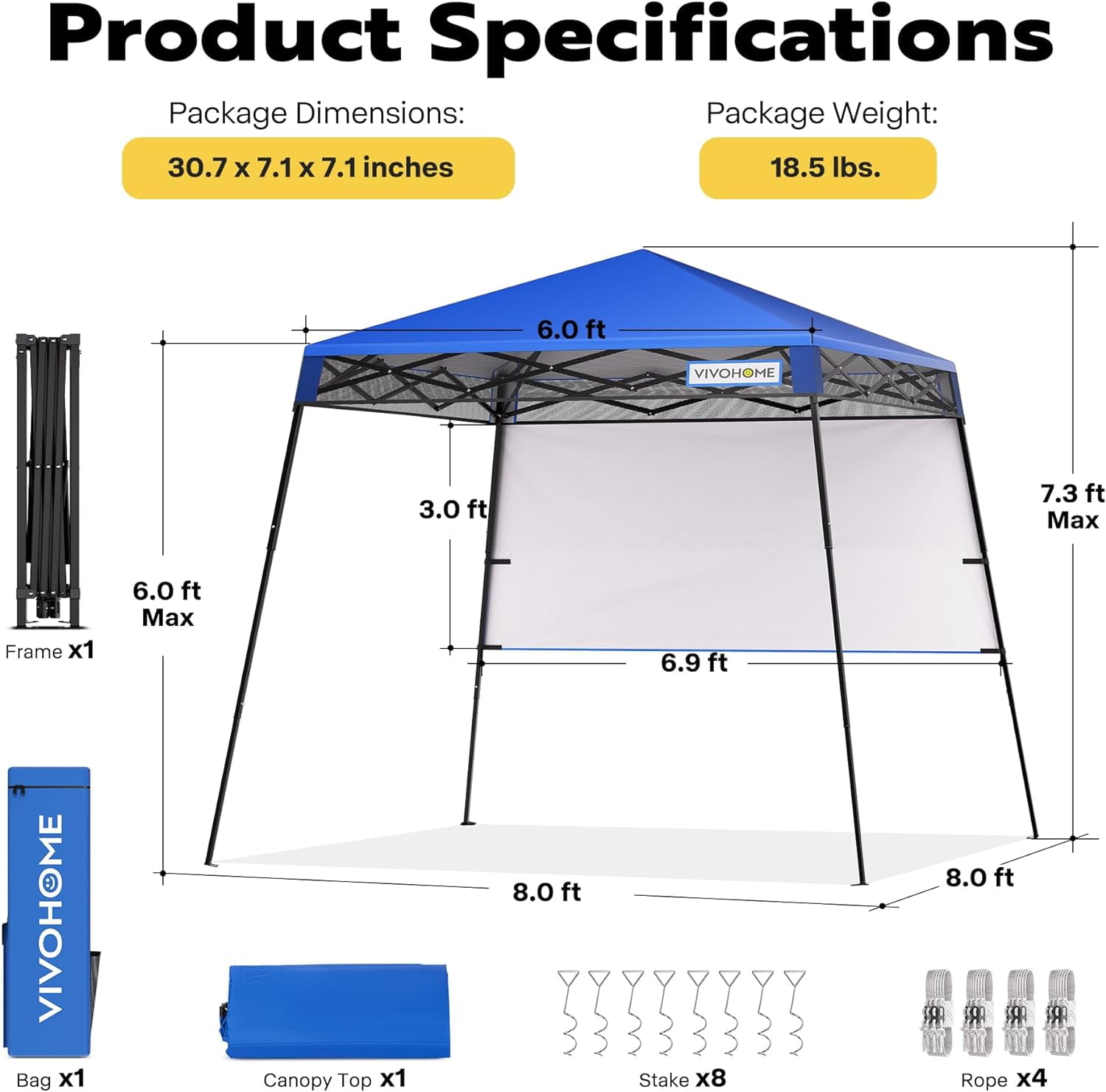 SPECSTAR 8'x8' Slant Leg Canopy Tent with Central Lock Design, Perfect for Camping, Party, Yard, and Beach Events, Beige (6x6ft Canopy Cover) - Image 7